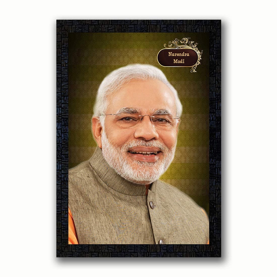 PNF Synthetic Wooden 'Narendra Modi' Painting Frame (Multicolour, 14 x 20 inch, Medium)