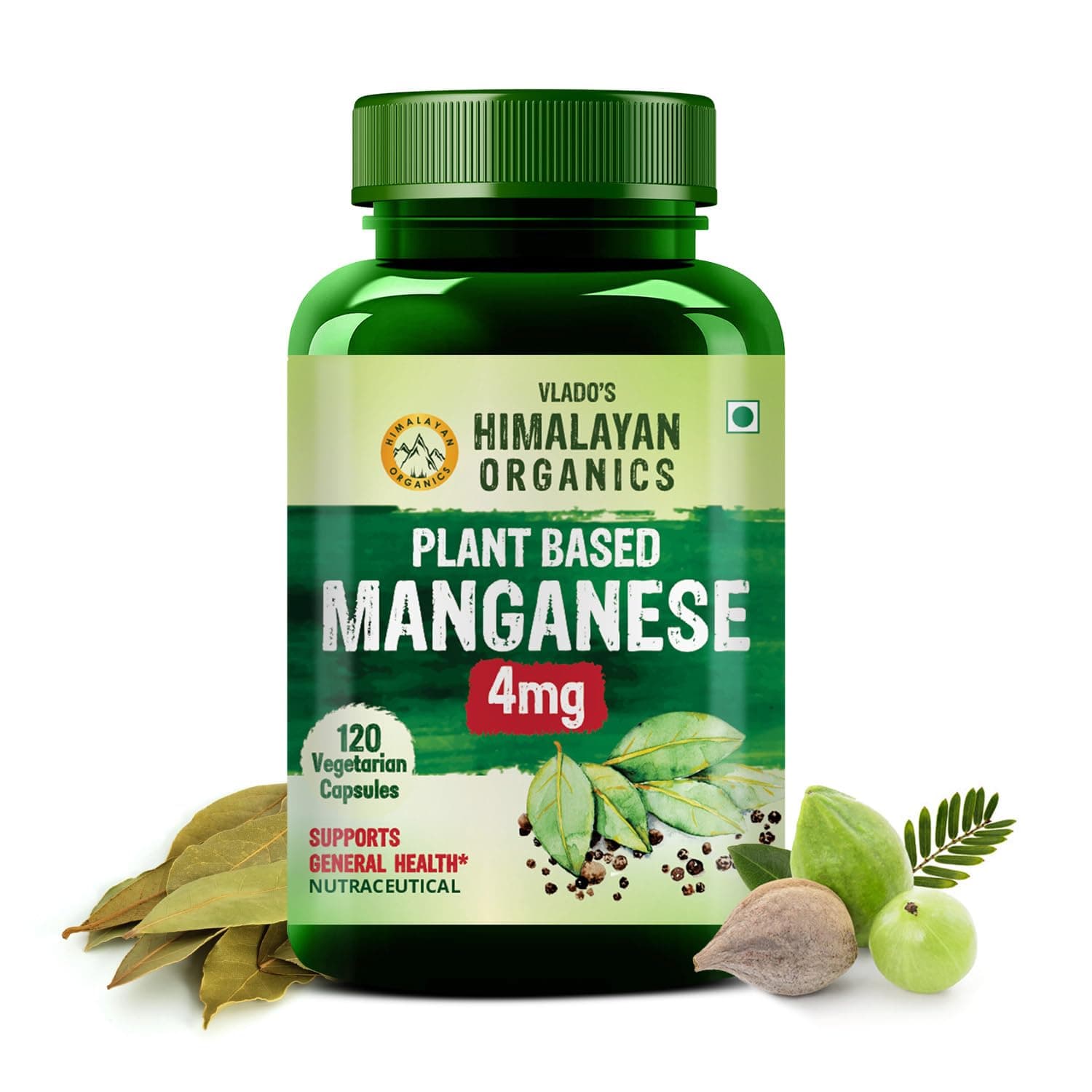 Vlado’s Himalayan Organics Plant Based Manganese 4mg Hypoallergenic Trace Mineral Supplement for Connective Tissue and Bones | Skeetal Health Support | Good For Men and Women - 120 Veg Capsules