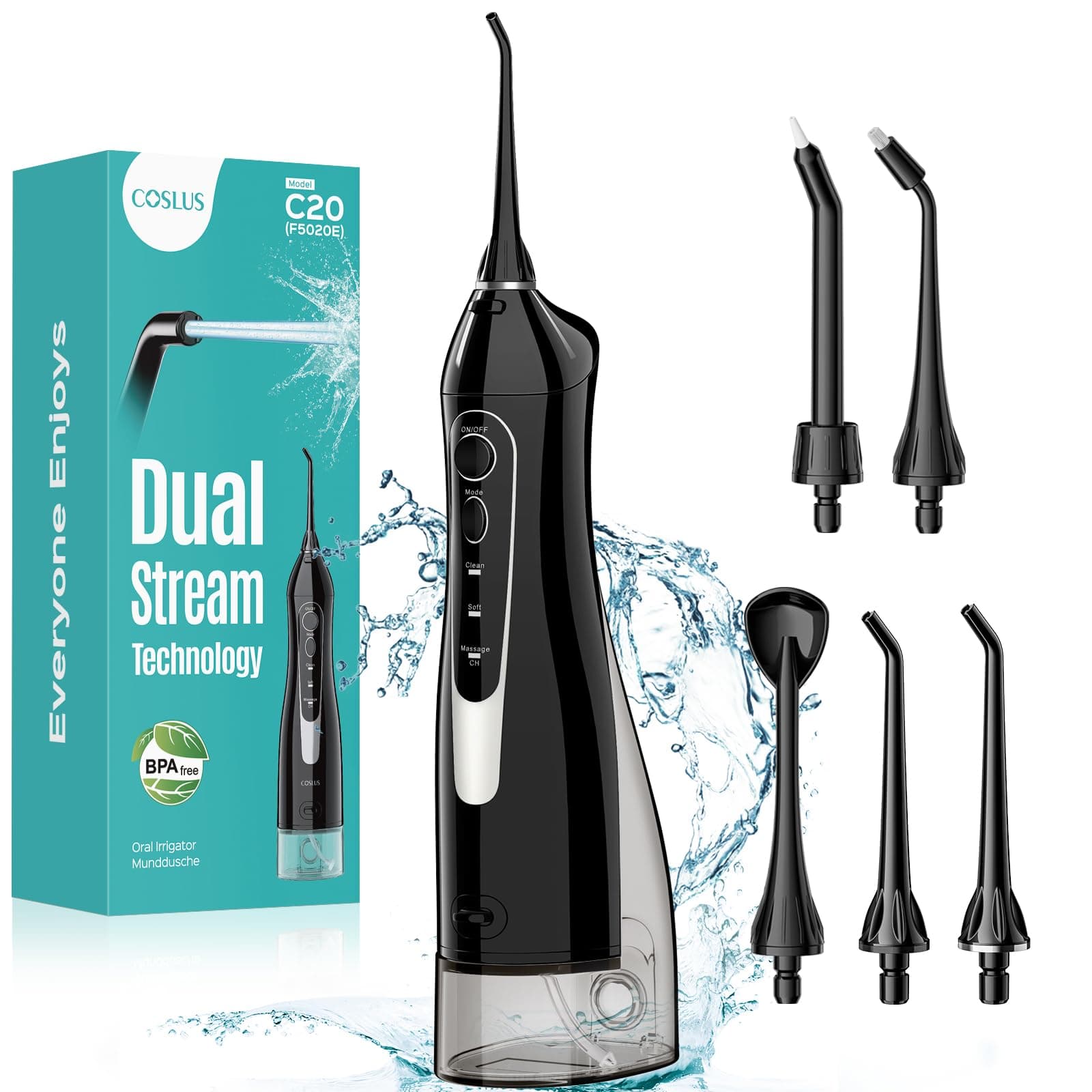 Water Dental Flosser Teeth Pick: Portable Cordless Oral Irrigator 300ML Rechargeable Travel Irrigation Cleaner IPX7 Waterproof Electric Waterflosser Traveling Flossing Machine for Teeth Cleaning