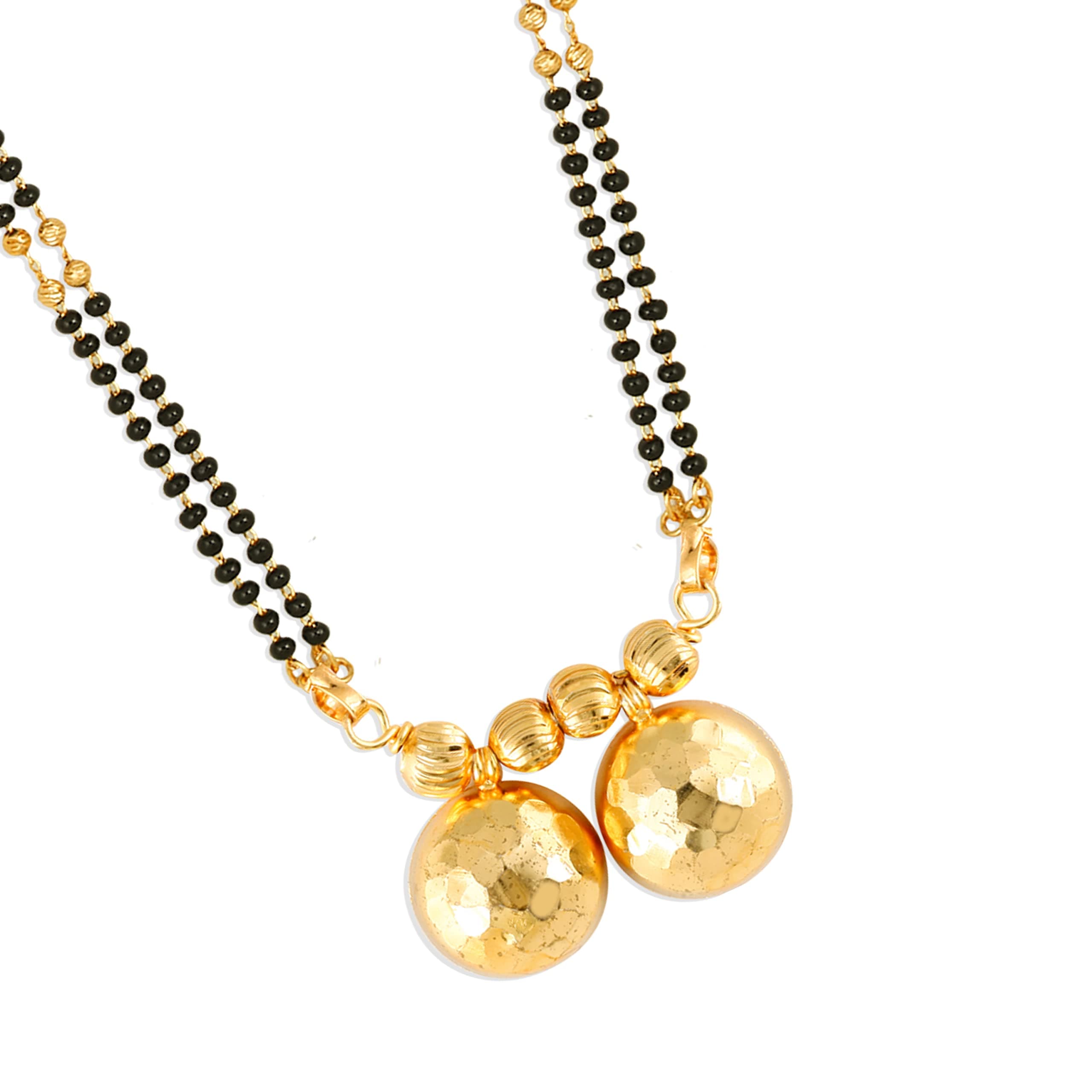 MEENAZ 2 Vati Wati Mangalsutra For Women Girls Ladies Temple South Indian Traditional 1 Gram Gold Stylish Maharashtrian Long Chain Double Mangal sutra Pendant Tanmaniya Black golden Nallapusalu Chains