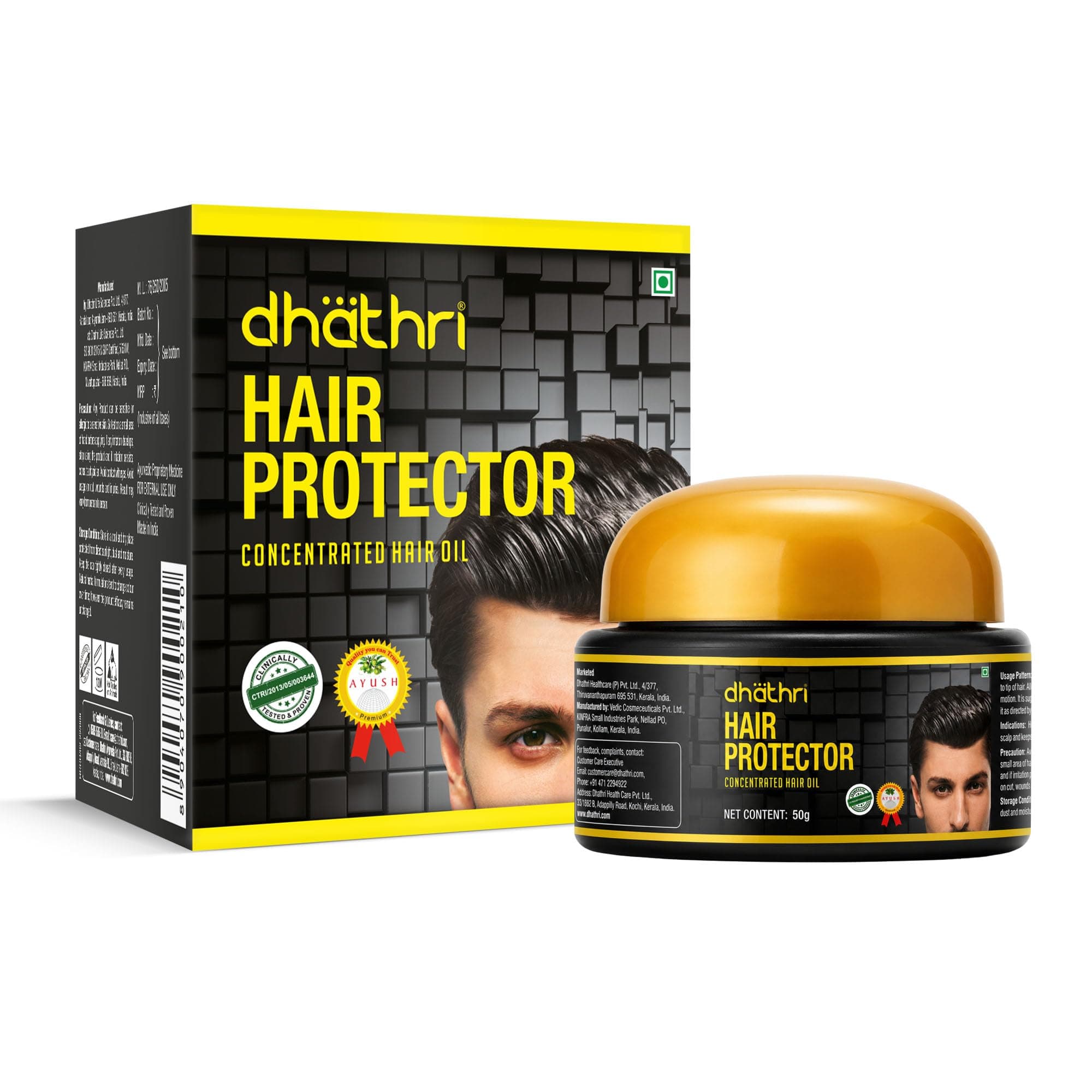 Dhathtri Hair Protector with Neem Cream, Almond Cream & Indian Aloe | Non-Sticky Concentrated Hair Cream for Styling | Strengthens Hair | Reduce Hair Dryness, Dandruff & Scalp Itching | All Hair Types, 50g