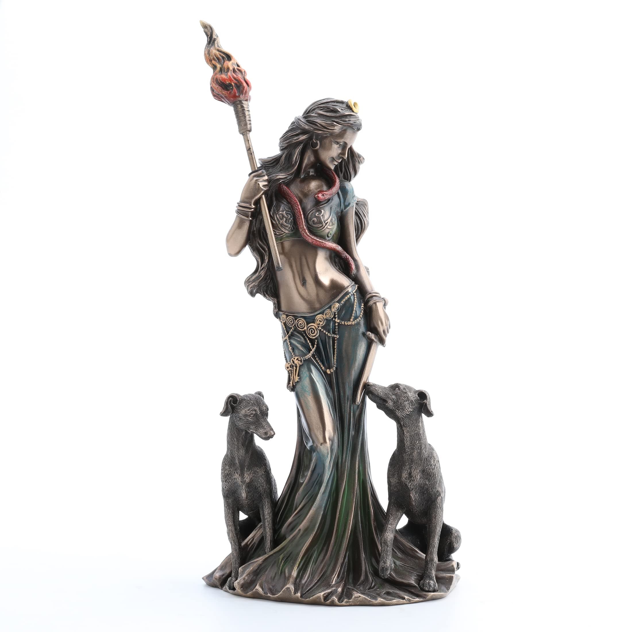 Veronese Design 13 3/8" Tall Cold Cast Resin Antique Bronze Finish Hecate Greek Goddess of Magic with Her Hounds Statue Figurine