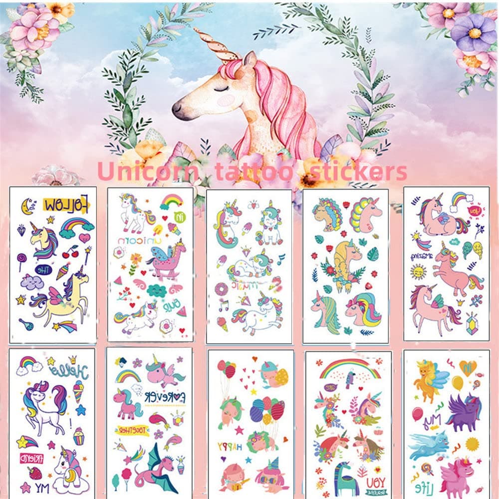 Kofati 10 Sheet Watercolor Unicorn Stickers Cute Waterproof Pink Unicorn