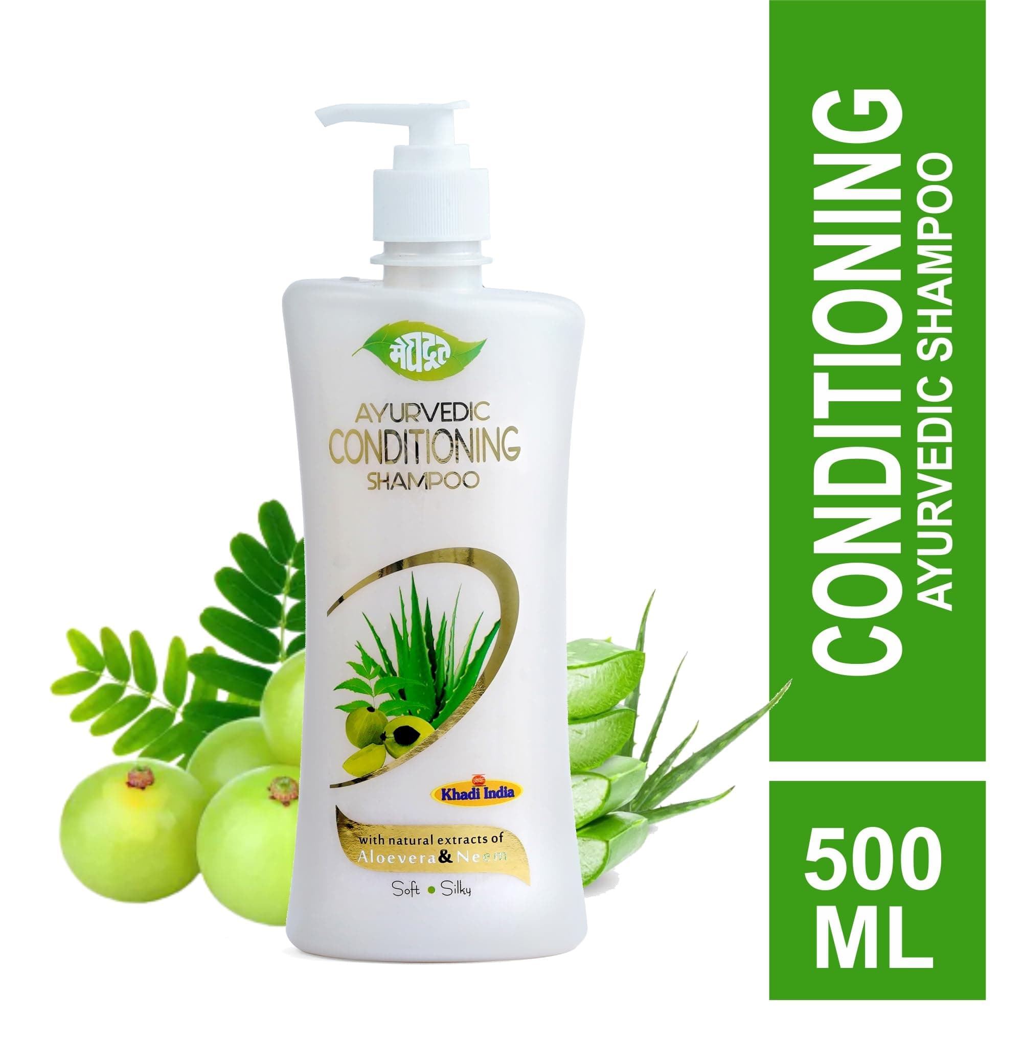 Meghdoot Combo Pack of Honey Ayurvedic Shampoo 500ml Enriched With Extract of Honey & Neem + Conditioning Shampoo 500ml Enriched With Extract of Aloevera & Neem for Dry and Damaged Hair, (Pack of 2)