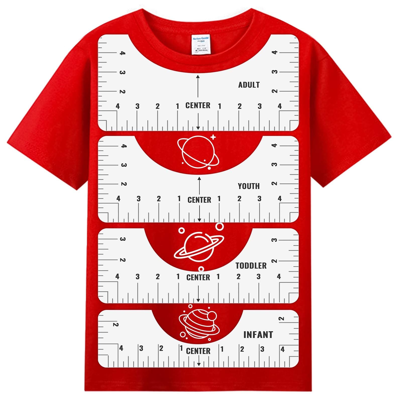 Kucheed 4PCS T-Shirt Ruler Guide, Tshirt Ruler Guide for Vinyl and Sublimation, T Shirt Alignment Tool Set for Making Fashion Center Design, T-Shirt Measuring Ruler Guide for Adult Youth Toddler (A)