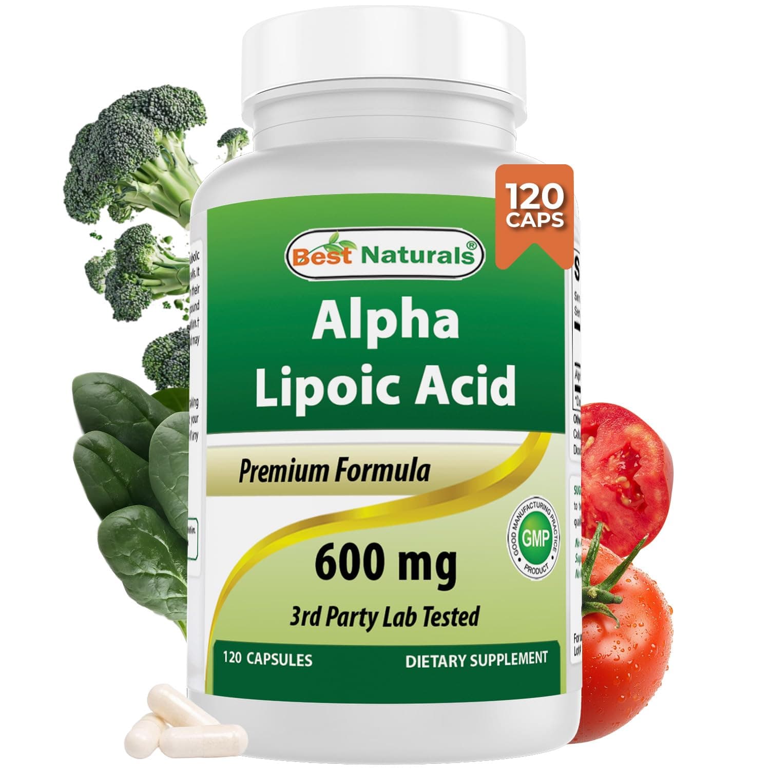 Best Naturals ALA Alpha Liopic Acid 600 mg, Powerful Antioxidant, 120 Capsules