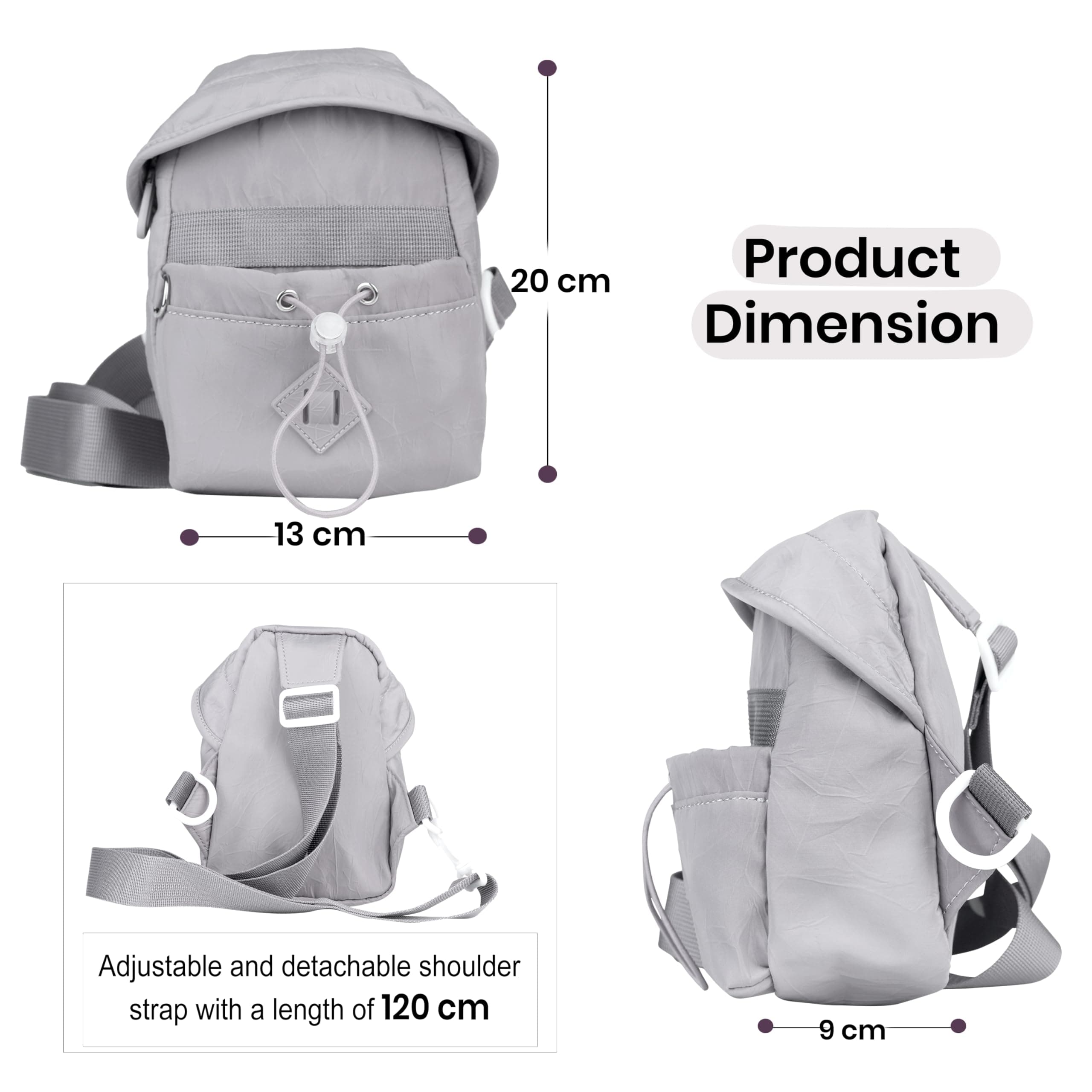Storite Women's Stylish Small Lightweight Sling Crossbody Shoulder Bag, Portable Handbag Bag With Inner Padded Pocket & Adjustable Strap (21x10x17cm)