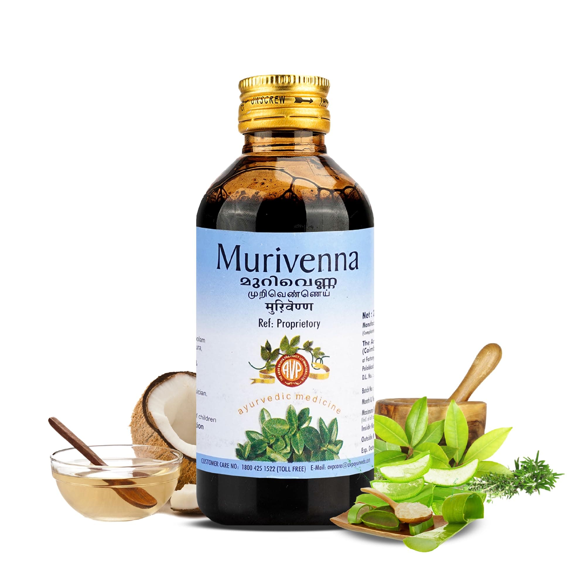AVP Murivenna 200ML Ayurvedic Formula For Burns Cuts Wounds Sprains & Muscle Pain Beneficial in Managing Sports Injuries Promotes Faster Healing in Fractures