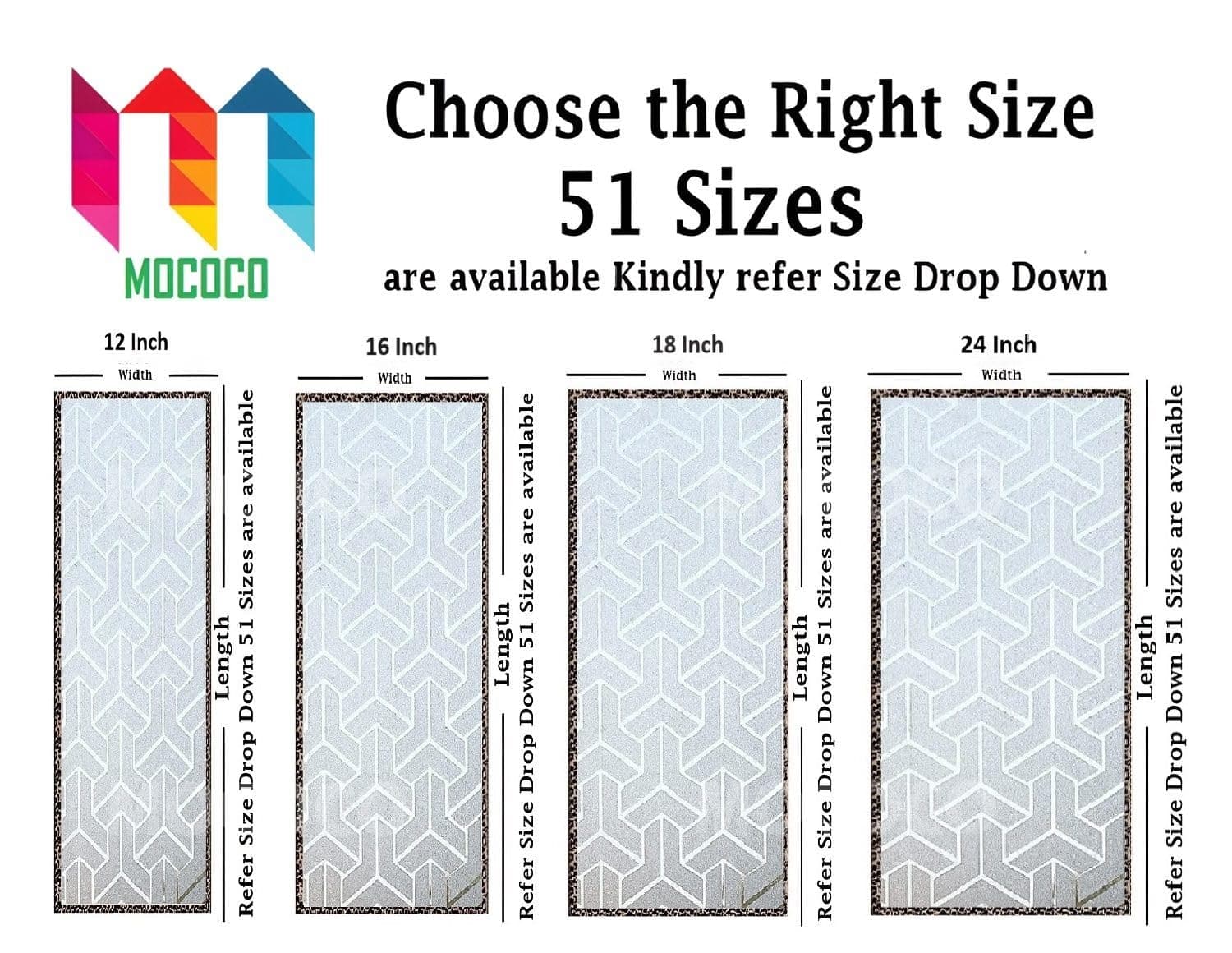 MOCOCO Premium Vinyl Privacy Stained Frosted Window Glass Film (18x72 Inch) - Self-Adhesive Tint Wallpaper Sticker Opaque Sheet for Glass Cover Window, Door, Office, Home.| Anti-UV. 3D Arrow Design