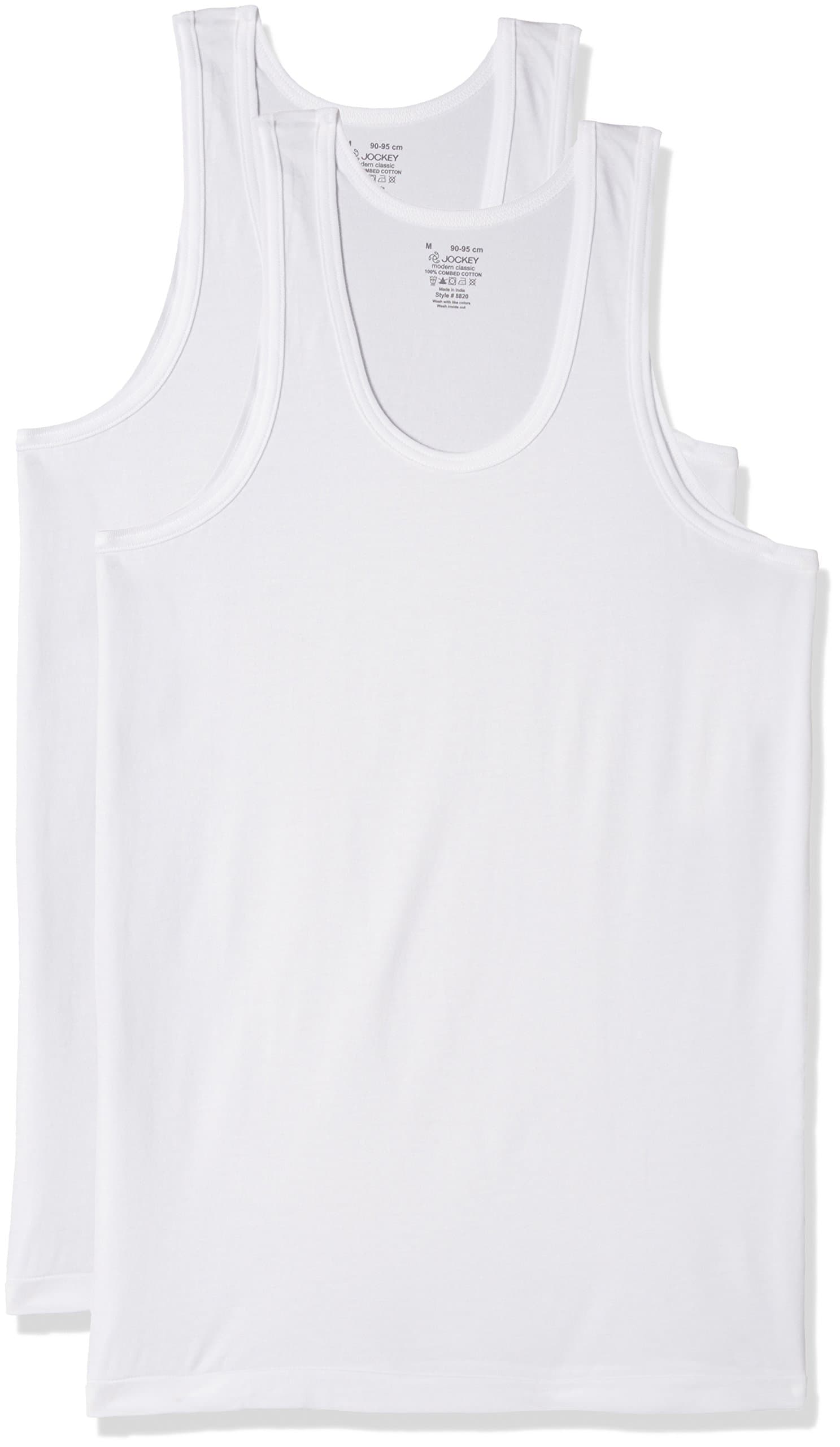 Jockey Men's Cotton Boxer (Pack of 2) (8820-0205-ECWHT_Large_White_L)