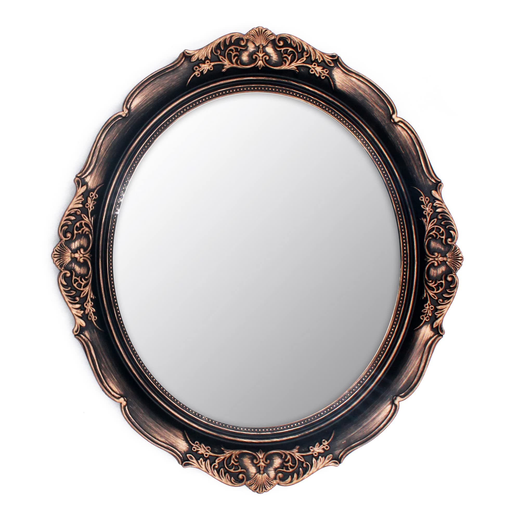 Eaoundm 13.1 x 14.8 inchs Decorative Wall Mirror,Vintage Hanging Mirrors for Bedroom Living-Room Dresser Decor Oval (Vintage Gold)