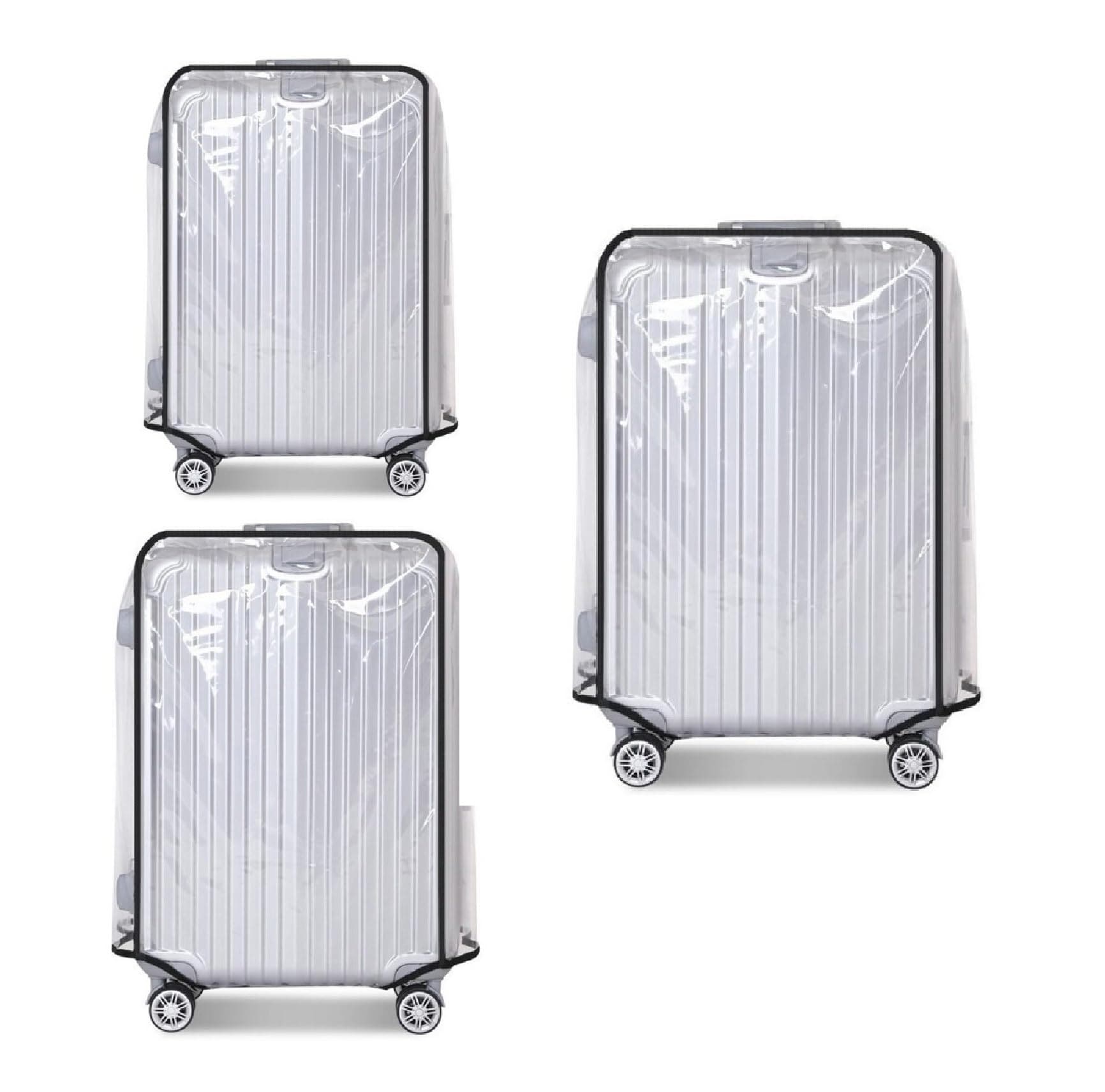 FABULWAY Clear PVC Suitcase Cover Protectors Transparent Luggage Cover Waterproof Wheeled Suitcase Dust Cover Dustproof Travel Luggage Sleeve Protector, 3PCS, 3PCS, Luggage Cover