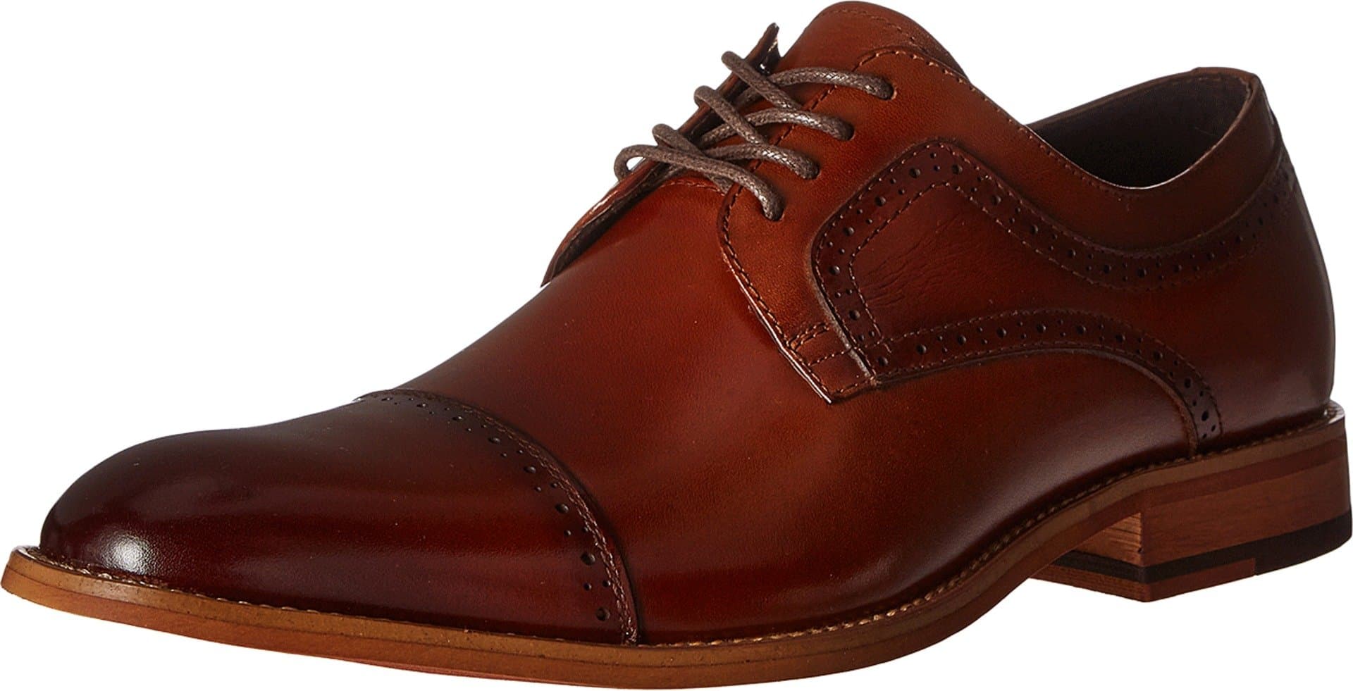 Stacy Adams Mens Dickinson Leather Lace Up Dress Oxfords, Cognac, Size 11.5