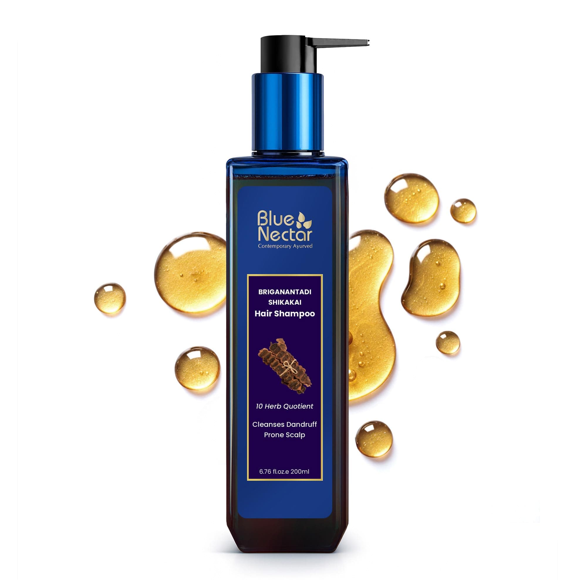 Blue Nectar Anti Dandruff and Healthy Scalp Hair Cleanser Shampoo with Bhringraj, Shikakai, Suitable for Colored Hair, Dry Frizzy Hair (200 ml)