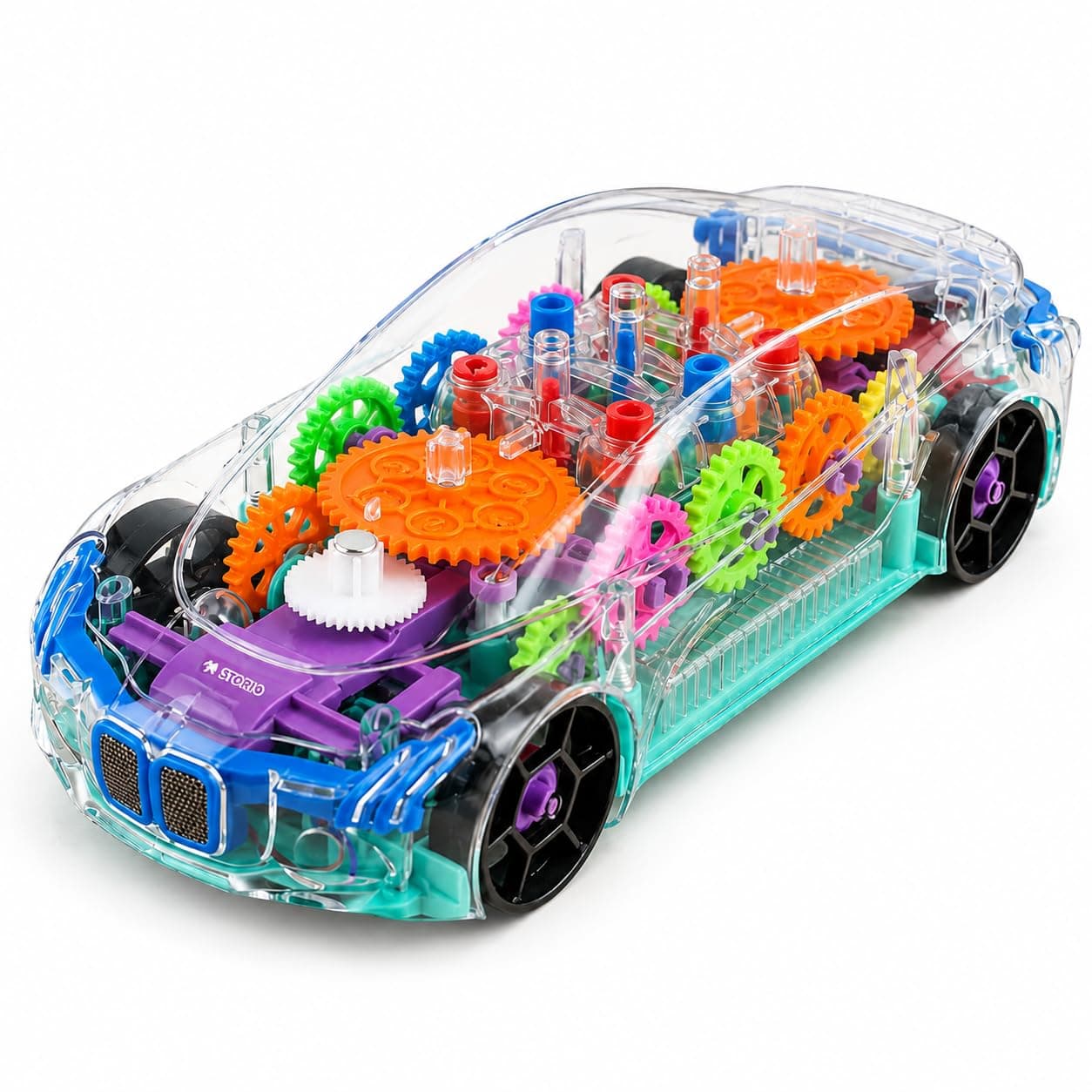 Storio 3D Baby Car Toy with 360 Degree Rotation, Gear Simulation Mechanical Car with Sound Music & Light Toys for Kids Boys & Girls, Multicolor