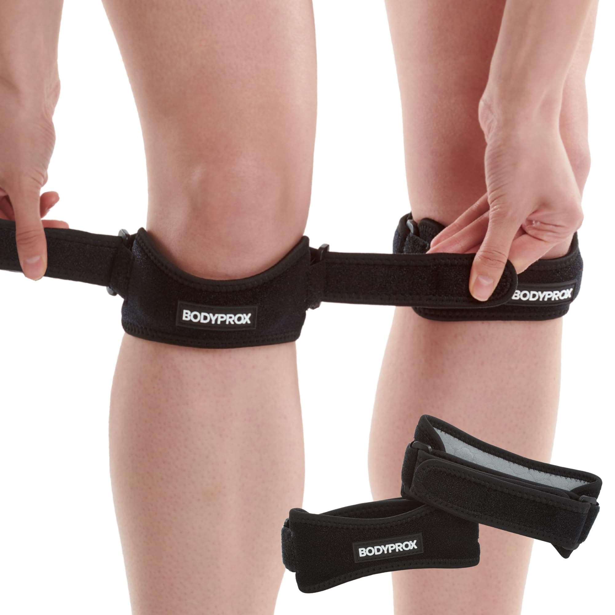 Bodyprox Bodyprox Patella Tendon Knee Strap 2 Pack, Knee Pain Relief Support Brace Hiking, Soccer, Basketball, Running, Jumpers Knee, Tennis, Tendonitis, Volleyball & Squats