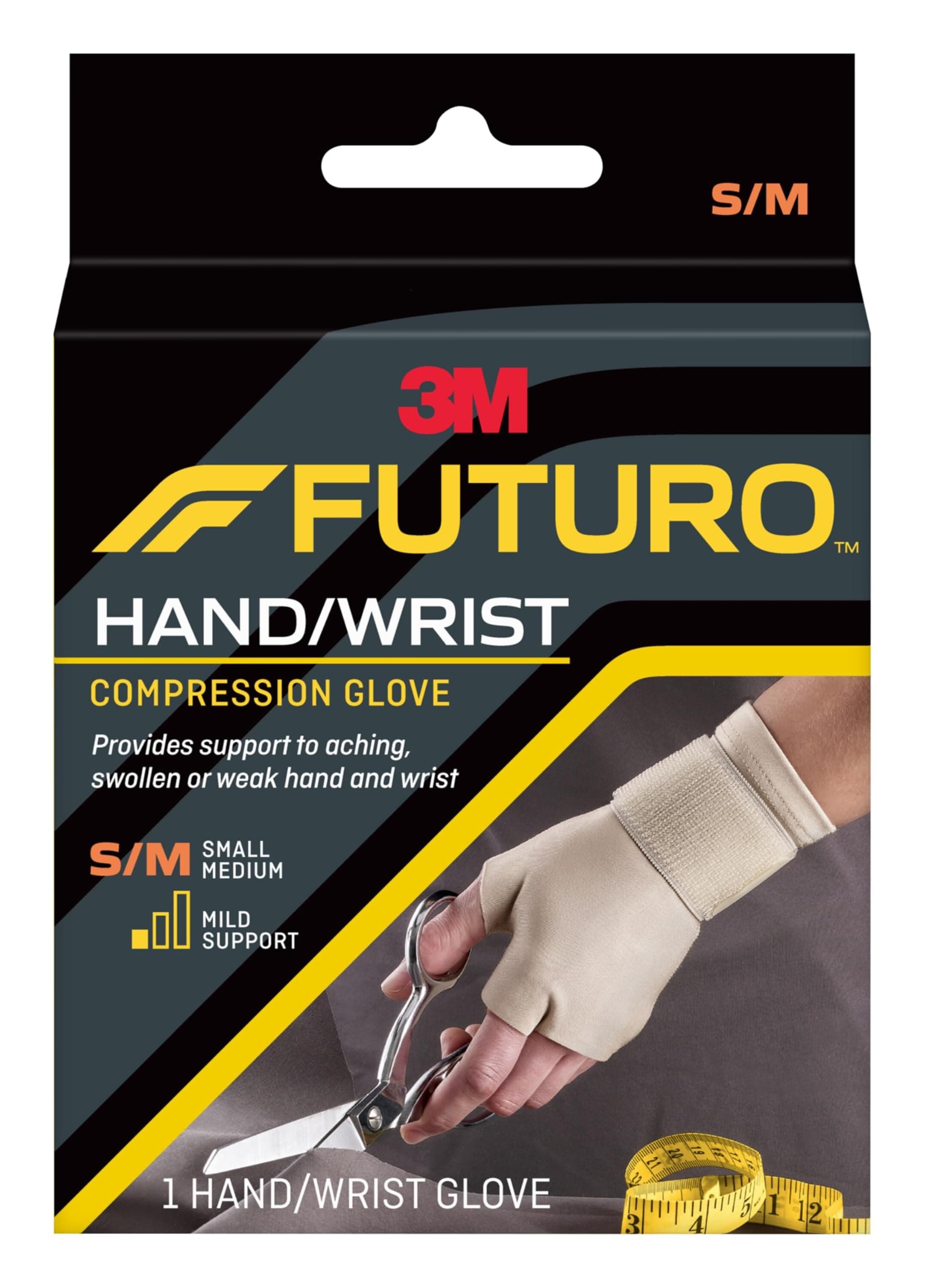 Futuro Energizing Support Glove, Medium, Palm Size 7 1/2 -8 1/2 (Tan)