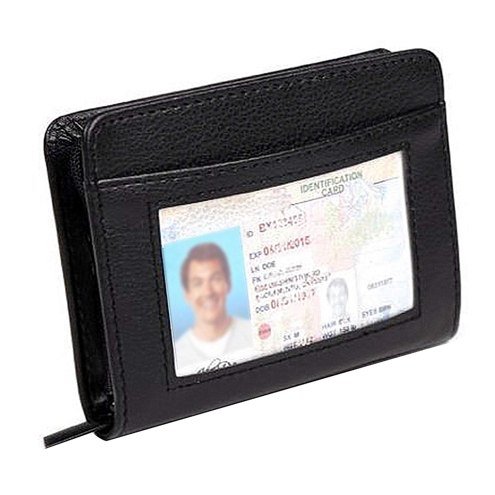 Paddsun Credit Card Holder Wallet RFID Blocking Leather Wallet for Men and Women with Zipper Huge Storage Capacity, Brown, Black