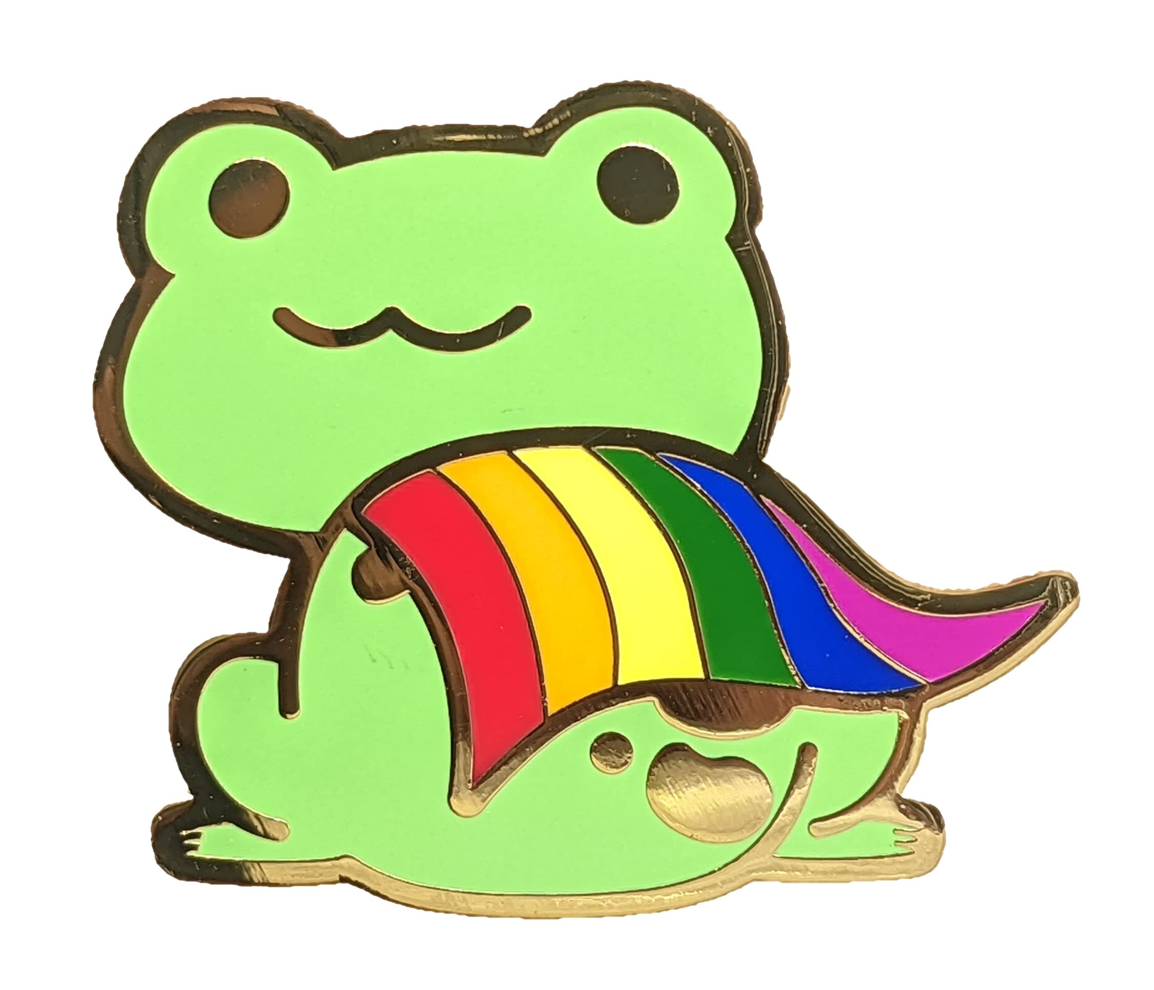 Gay Pride Frog Pin Chibi Superhero Frog in Rainbow Pride Flag Cape | LGBTQ Frog Pin, enamel