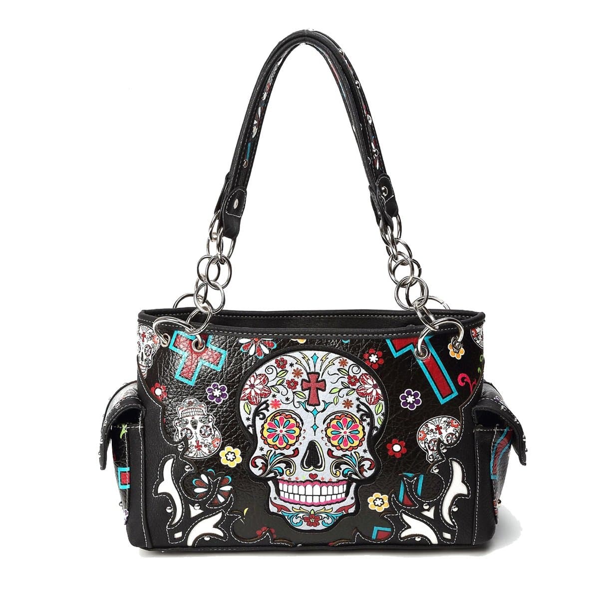 Sugar Skull Purse with Concealed Carry Pocket Day of The Dead Handbag