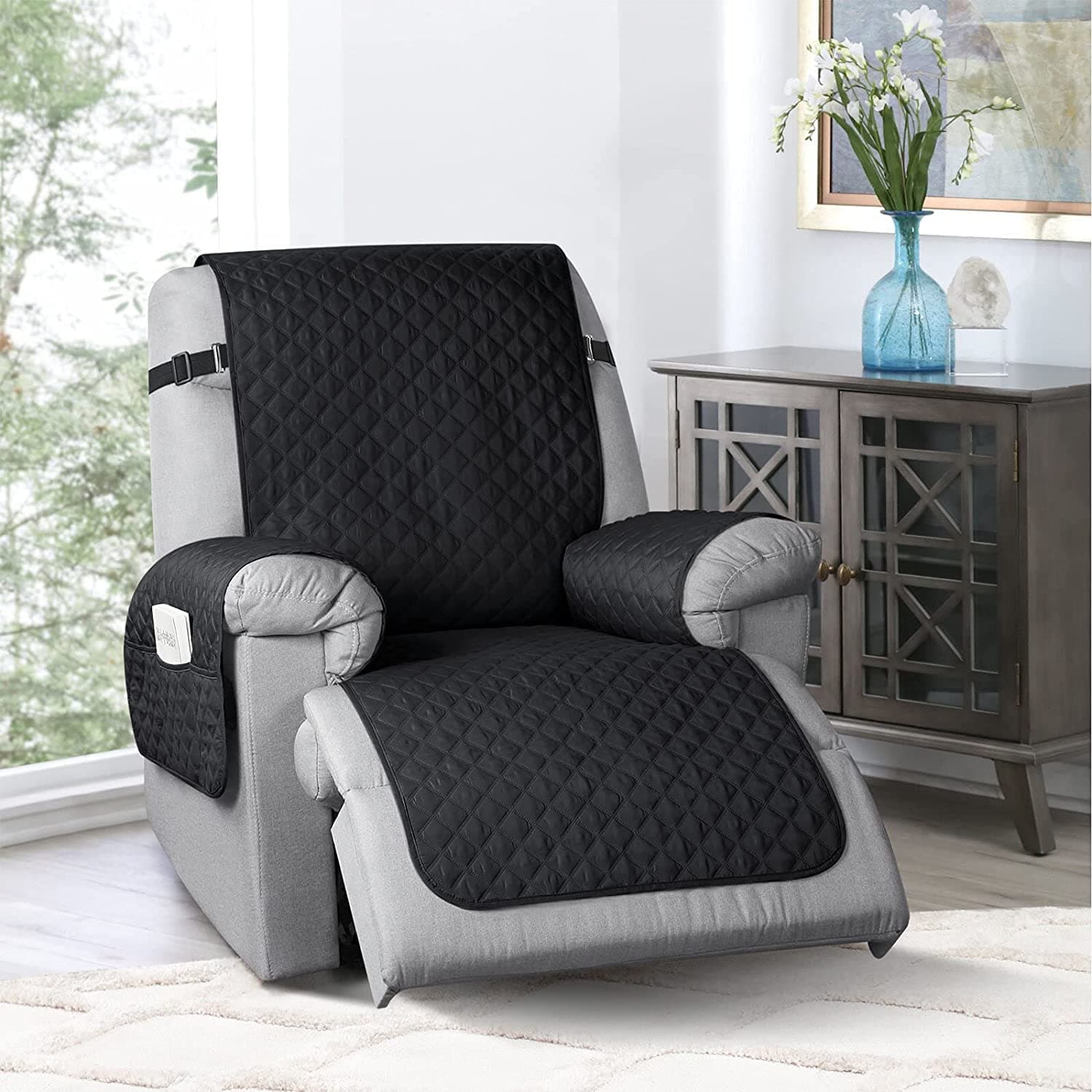 CULOTOL Recliner Cover Non-Slip Sofa Slipcover, Pet Cover for Loveseat Recliner with Elastic Straps, Washable Reclining Loveseat Cover Recliner Furniture Protector