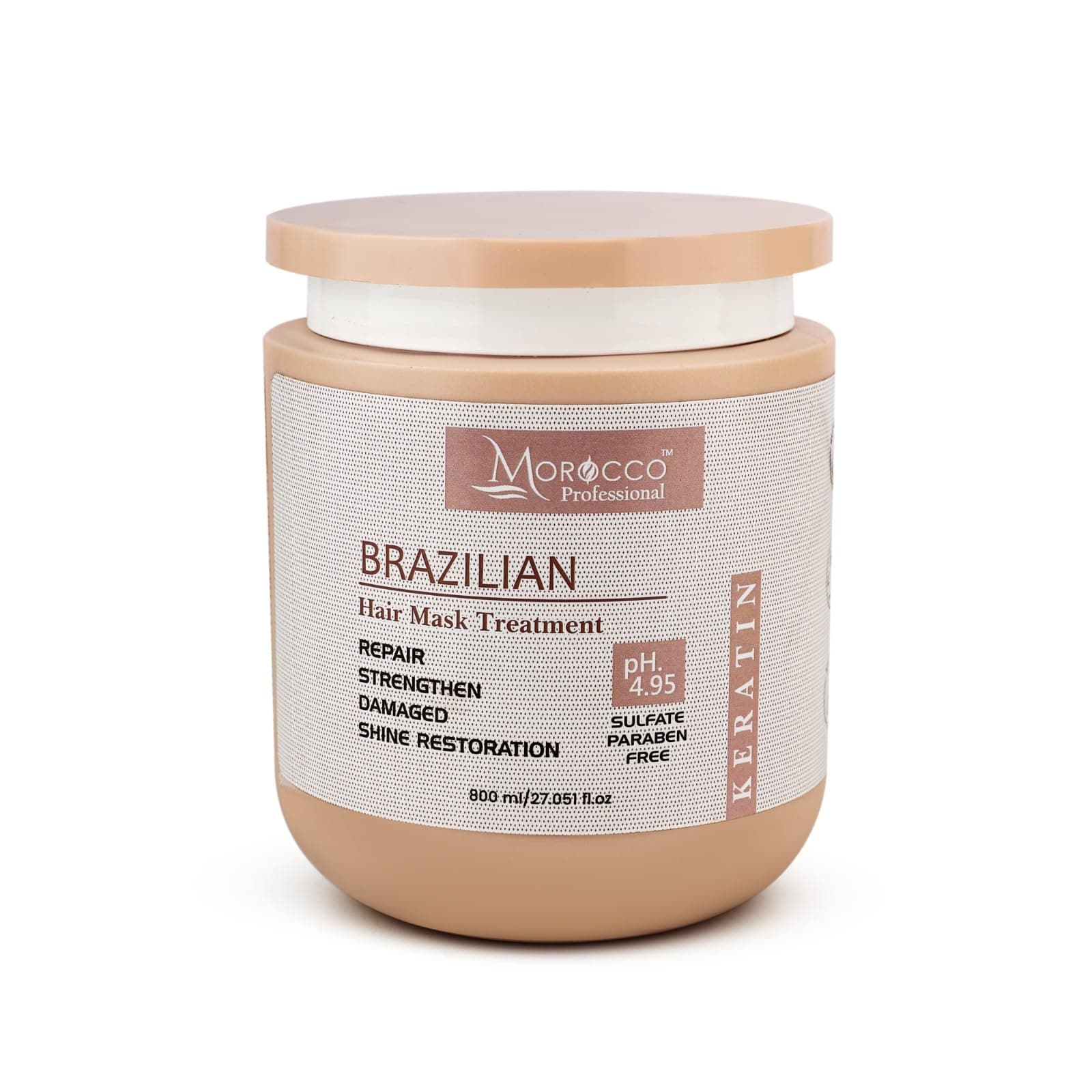 MOROCCO PROFESSIONAL Brazilian Hair Mask For Dry & Frizy Hair – 800ml | Deep Repair & Keratin Smoothening Formula | Intense Nourishment for Dry, Damaged & Frizzy Hair | Professional Spa & Salon Care at Home