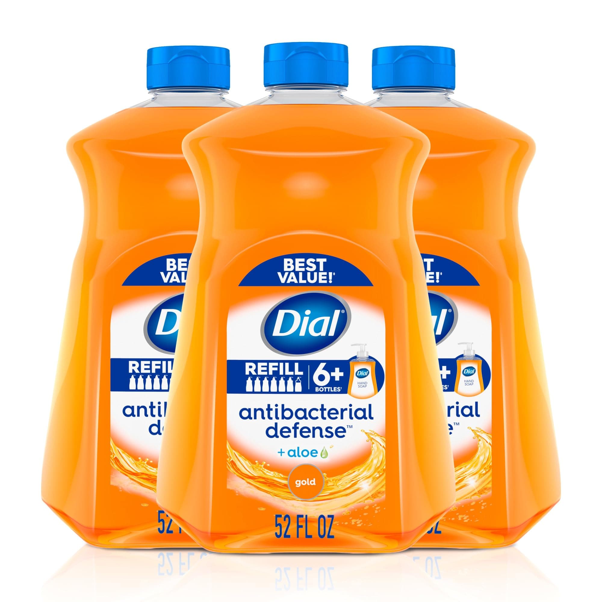 Dial Antibacterial Liquid Hand Soap Refill, Gold, 52 Fluid Ounces (Pack of 3)