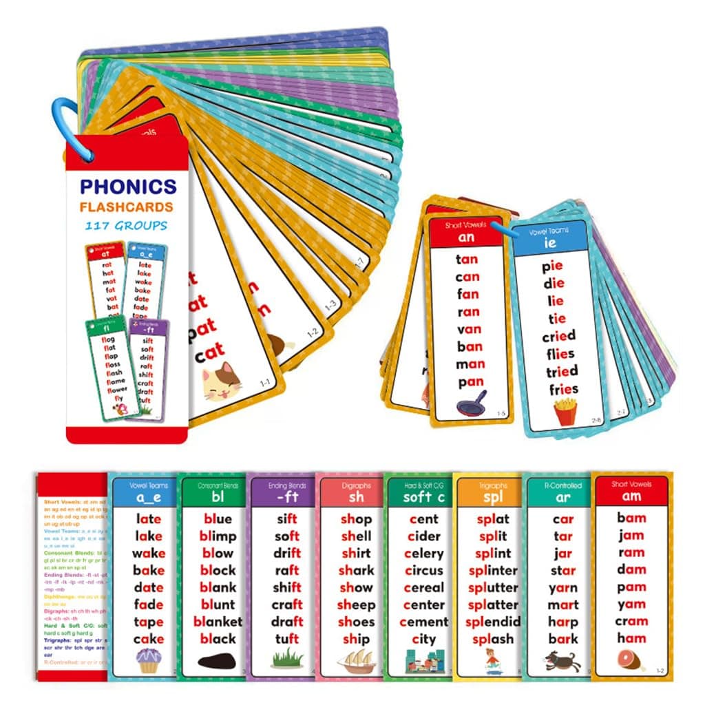 SNOWIE Soft® Phonics Flash Cards for Baby, 60 Cards with 117 Phonics Groups