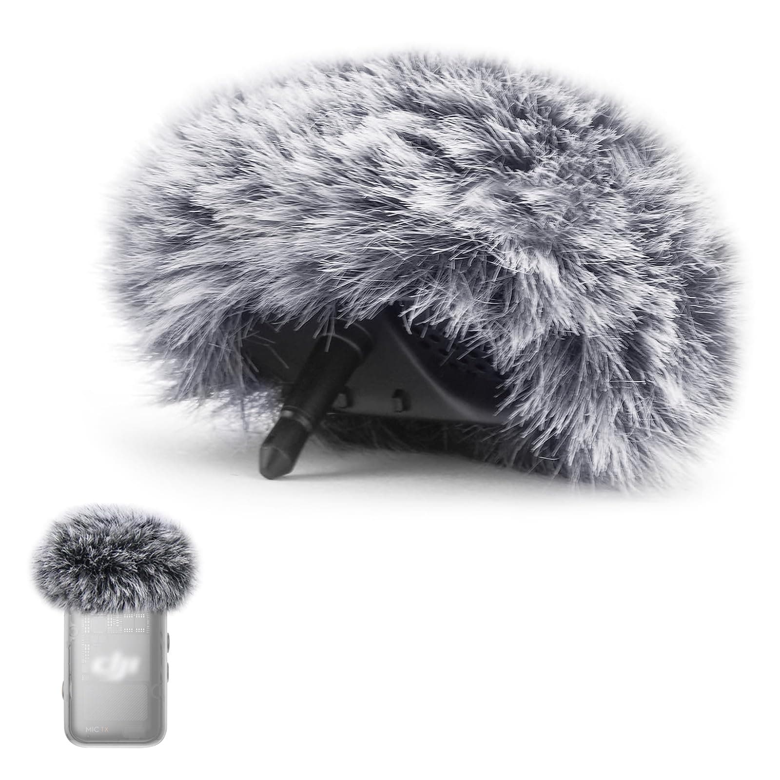 Microphone Windscreen Compatible with DJI Mic 2 Transmitter/OSMO Pocket 3 - Furry Microphone Wind Muff Foam Cover (Not for DJI Mic 1), Gray