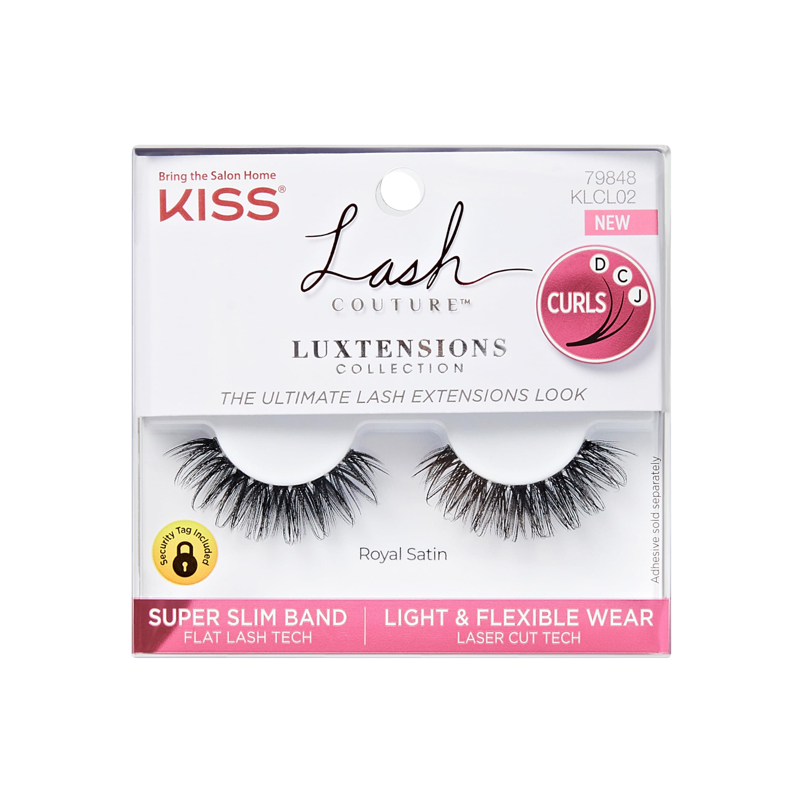 KISS Lash Couture LuXtensions Collection False Eyelashes, Flat Lash Technology, Super Slim Lash Band, Real Lash Extension Fibers, Reusable, Contact Lens Friendly Strip Lashes, Style Royal Silk, 1 Pair