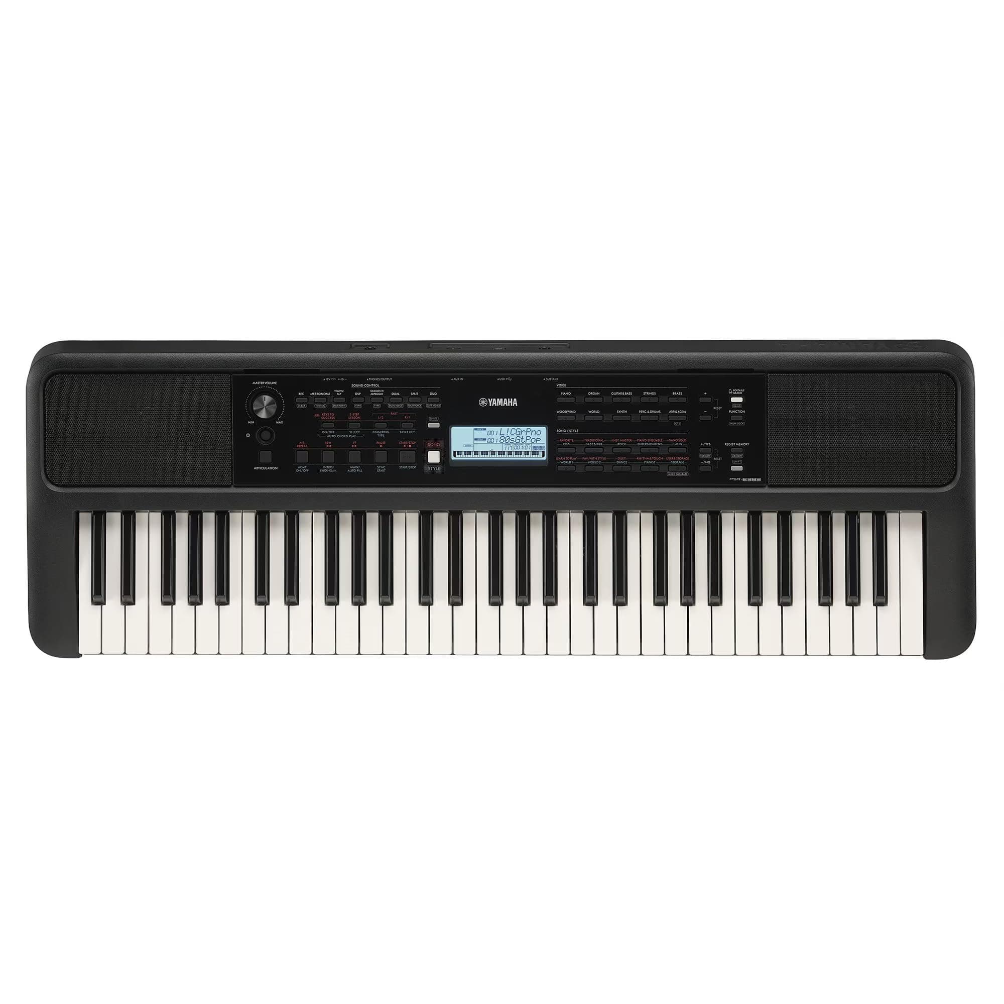 Yamaha PSR-E383 Portable Keyboard – 61 Keys, Includes Power Adapter, Built-in Voices & Rhythms, Lightweight & Compact, Ideal for Beginners, Learning & Home Practice