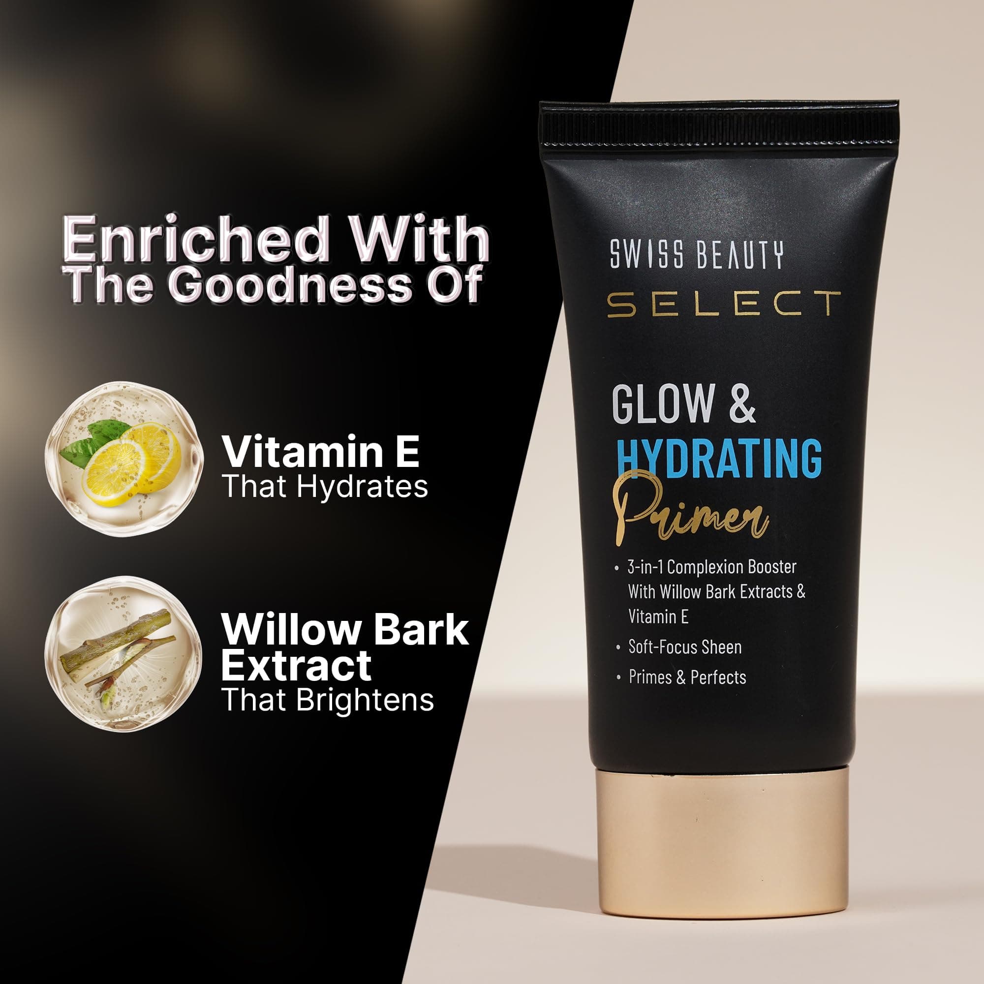 Swiss Beauty Select Glow & Hydrating Primer Enriched With Vitamin E & Witch Hazel Extract | 25ml