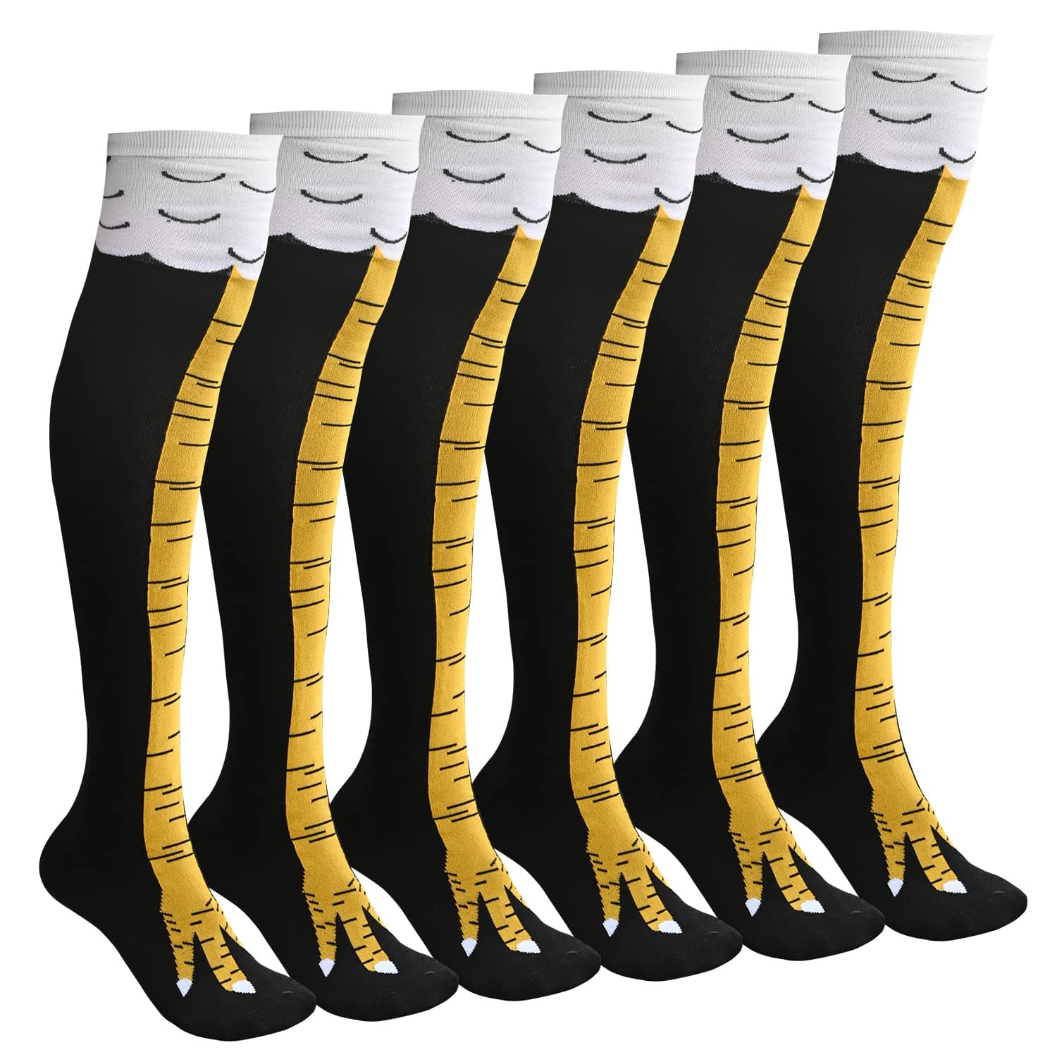 Abnaok 3-Pack Novelty Funny Chicken Leg Socks for Women Men Crazy Chicken Feet Socks White Elephant Gifts for Adults, Black