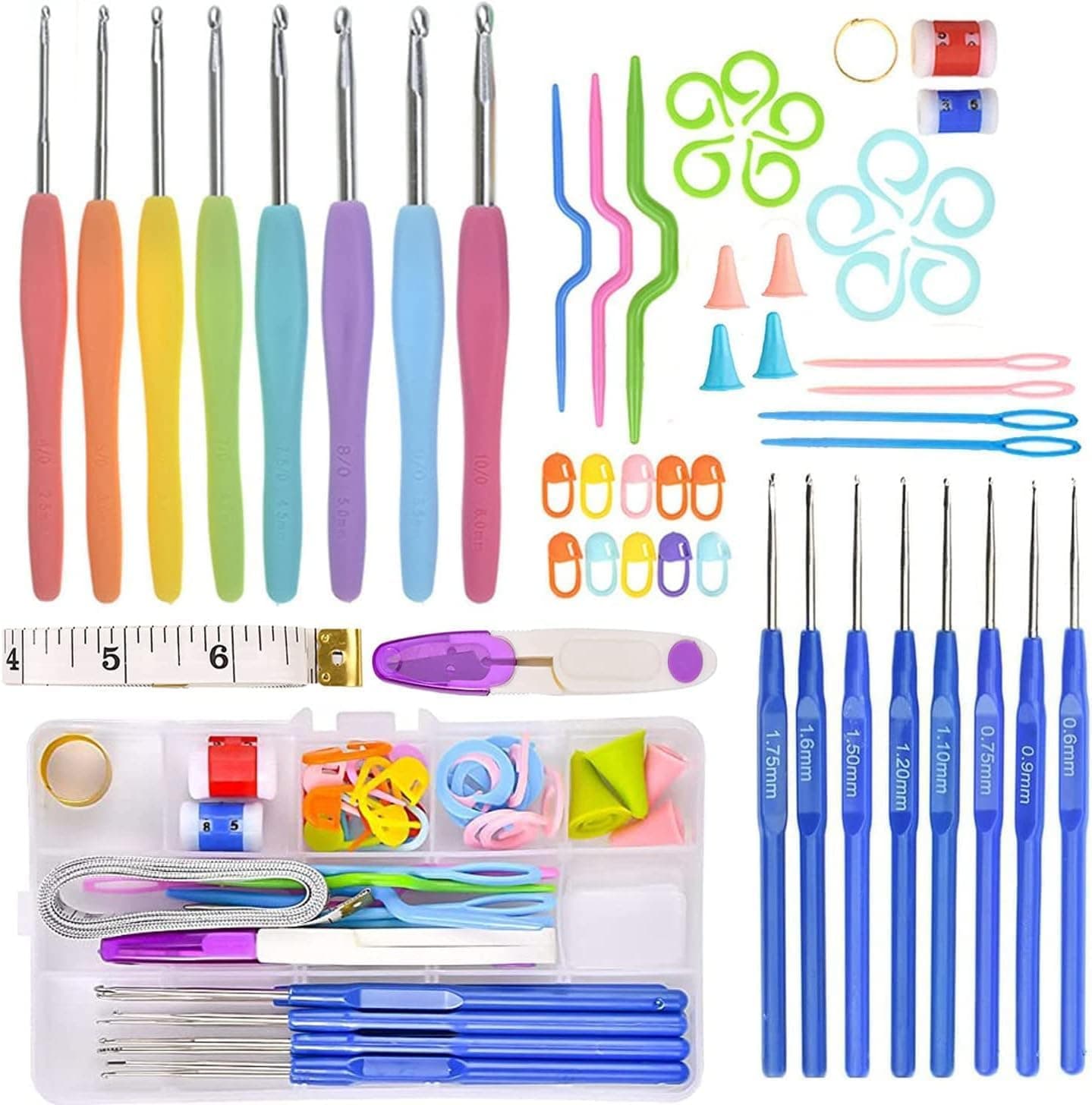 URBANMAC Premium Crochet Hook Set with Accessories – 8 Ergonomic Hooks, Stitch Markers, Row Counters, Needles & More – Complete Knitting & Crochet Kit