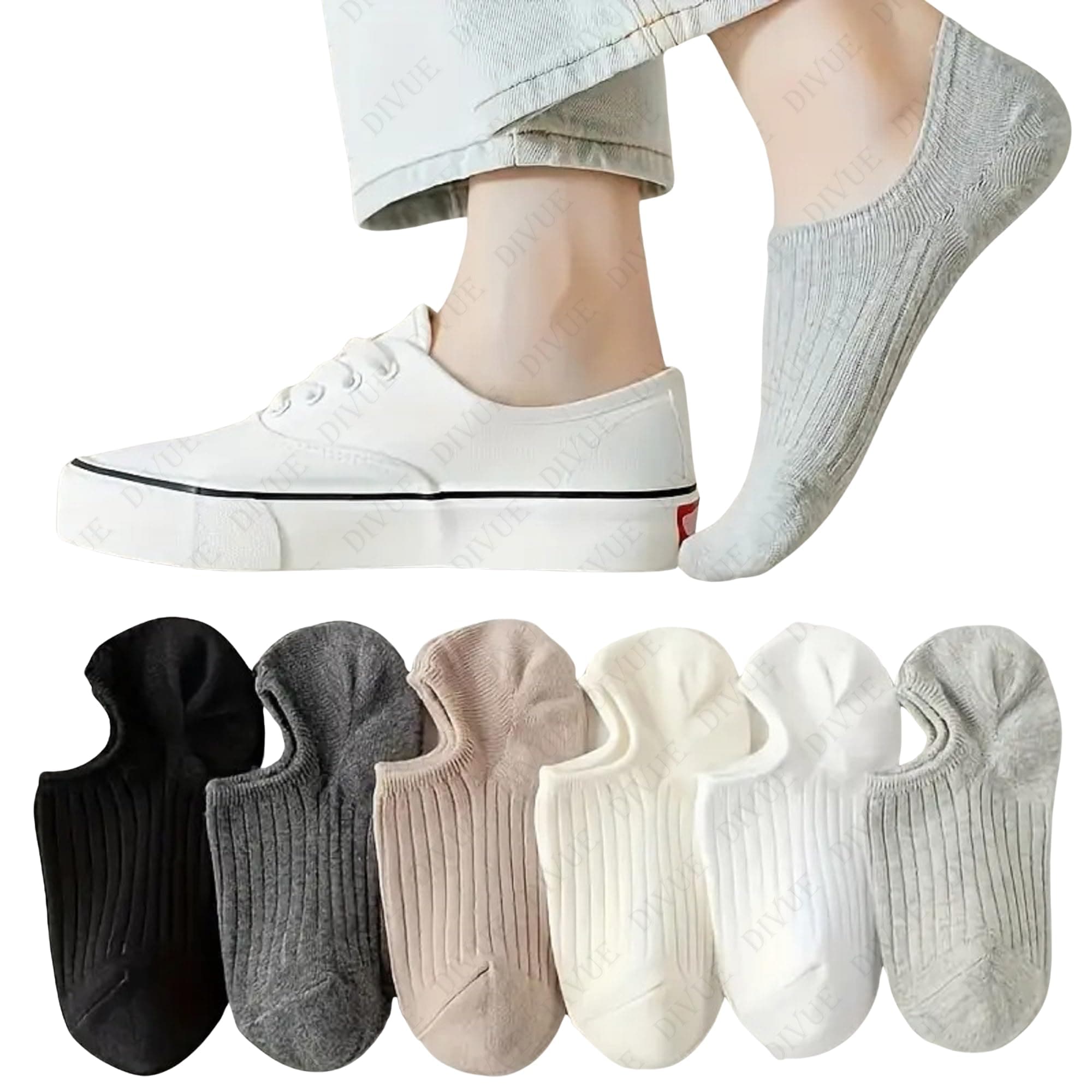 DIVUE Ankle Length Low cut Socks for Men & Women | 6 Pair Multi Color Combo Pack | Soft Cotton Stretch Fabric | Breathable, Sweat Absorbent & Durable | ankle Casual Sports Socks