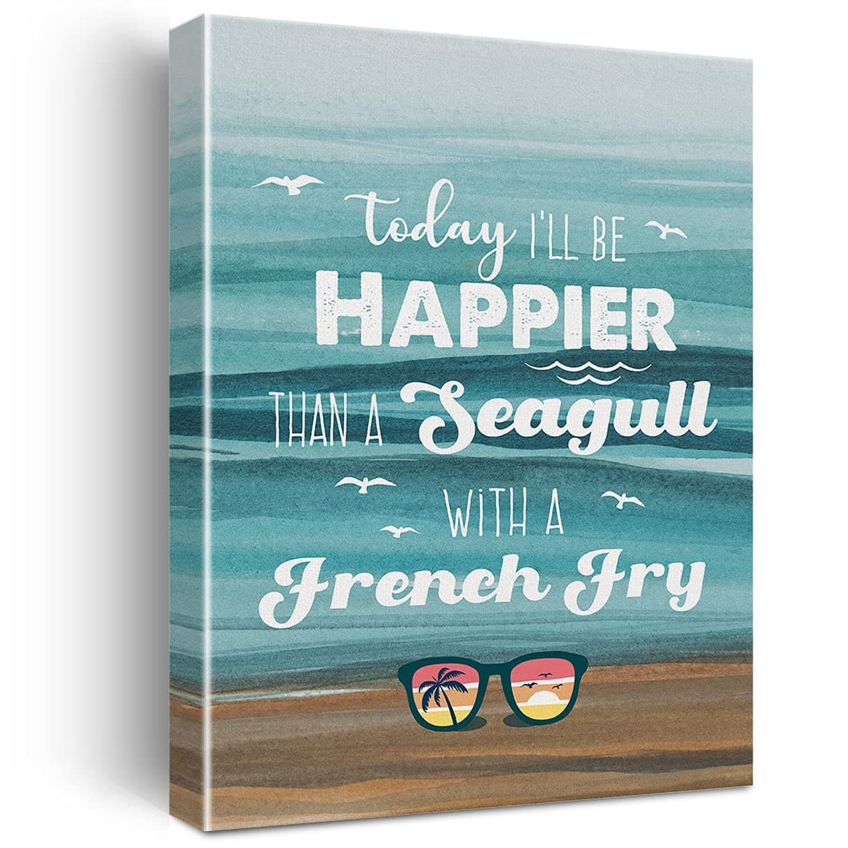 Watercolor Beach Art Inspirational Coastal Canvas Painting Prints for Home Beach House Wall Decor Framed Coastal Artwork Gifts(12x15 Inch)
