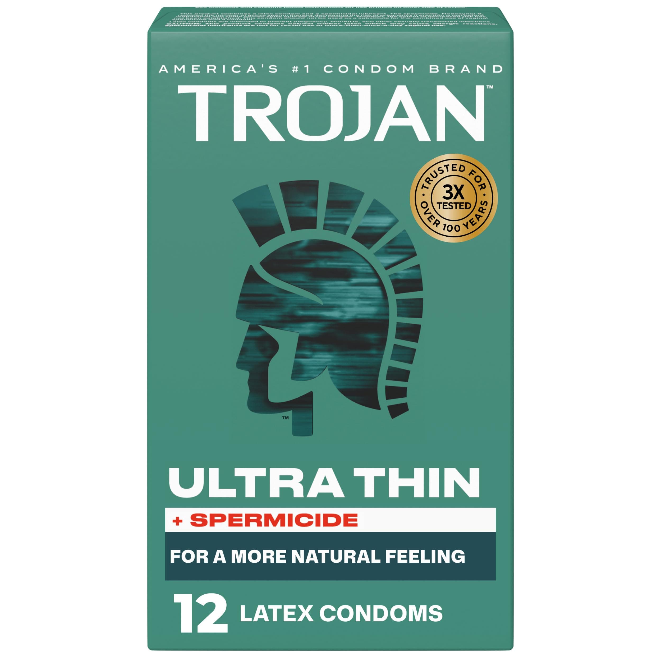 Trojan Condom Sensitivity Ultra Thin Spermicidal, 12 Count