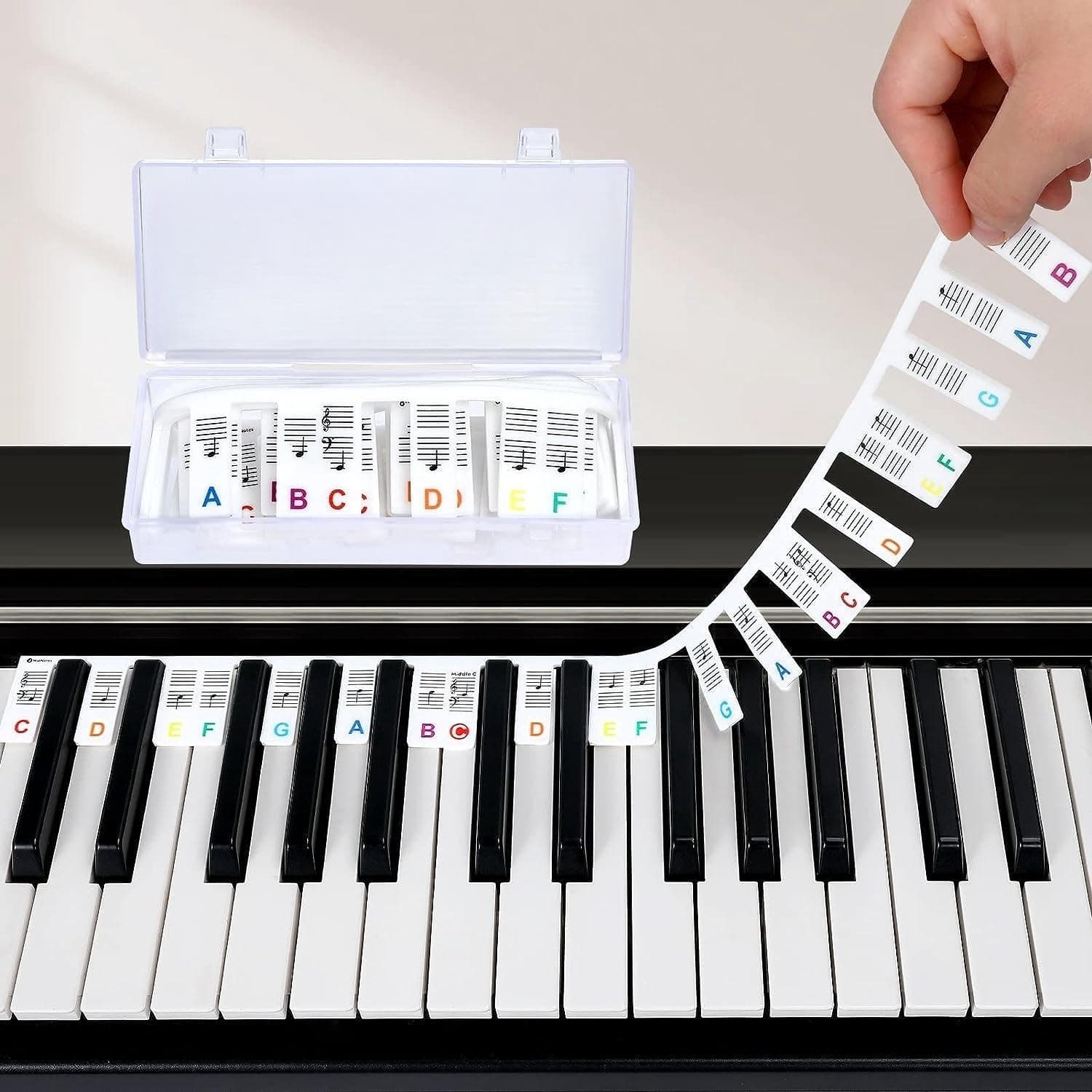 DIANZHU Removable Piano Keyboard Note Labels for 88 Keys, Silicone Material, Colorful, No Paste Required, Reusable Piano Notes Guide