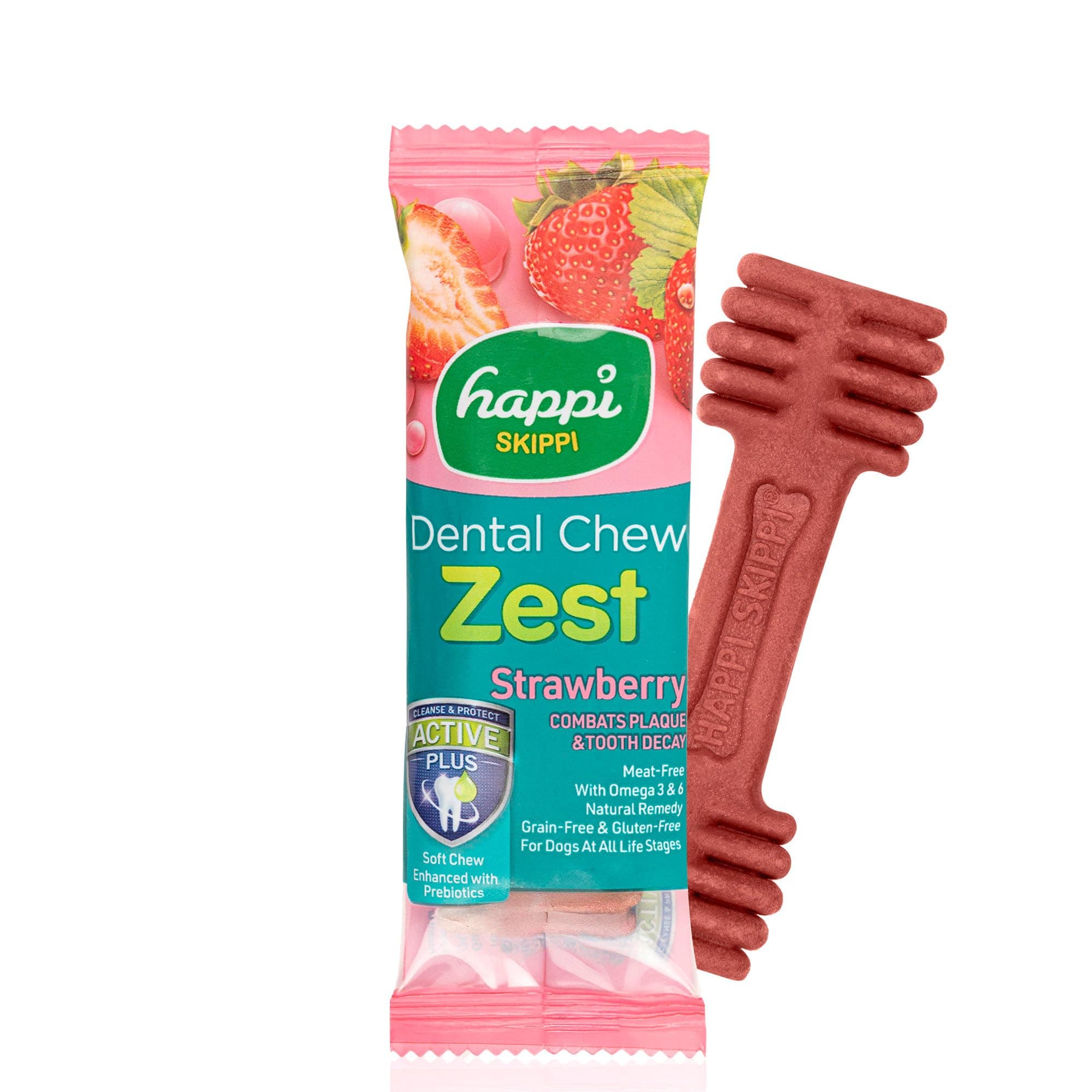 Happi Skippi Dental Chew Zest Strawberry Dog Treats - 4 inch - 25 gm
