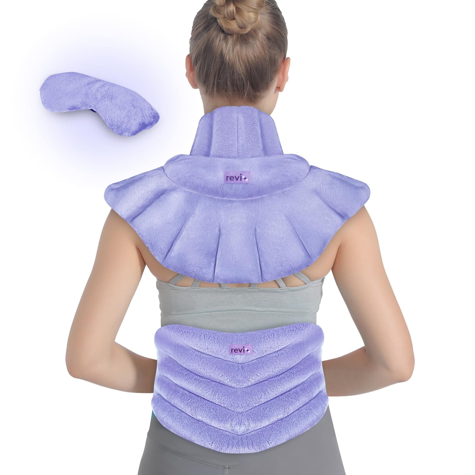 REVIX Microwave Heating Pads for Back Pain, Heated Neck Shoulder Wrap Microwavable with Moist Heat, Heated Eye Mask, Warm Compress for Migraines, Neck & Shoulders and Back Pain Relief, Set of 3