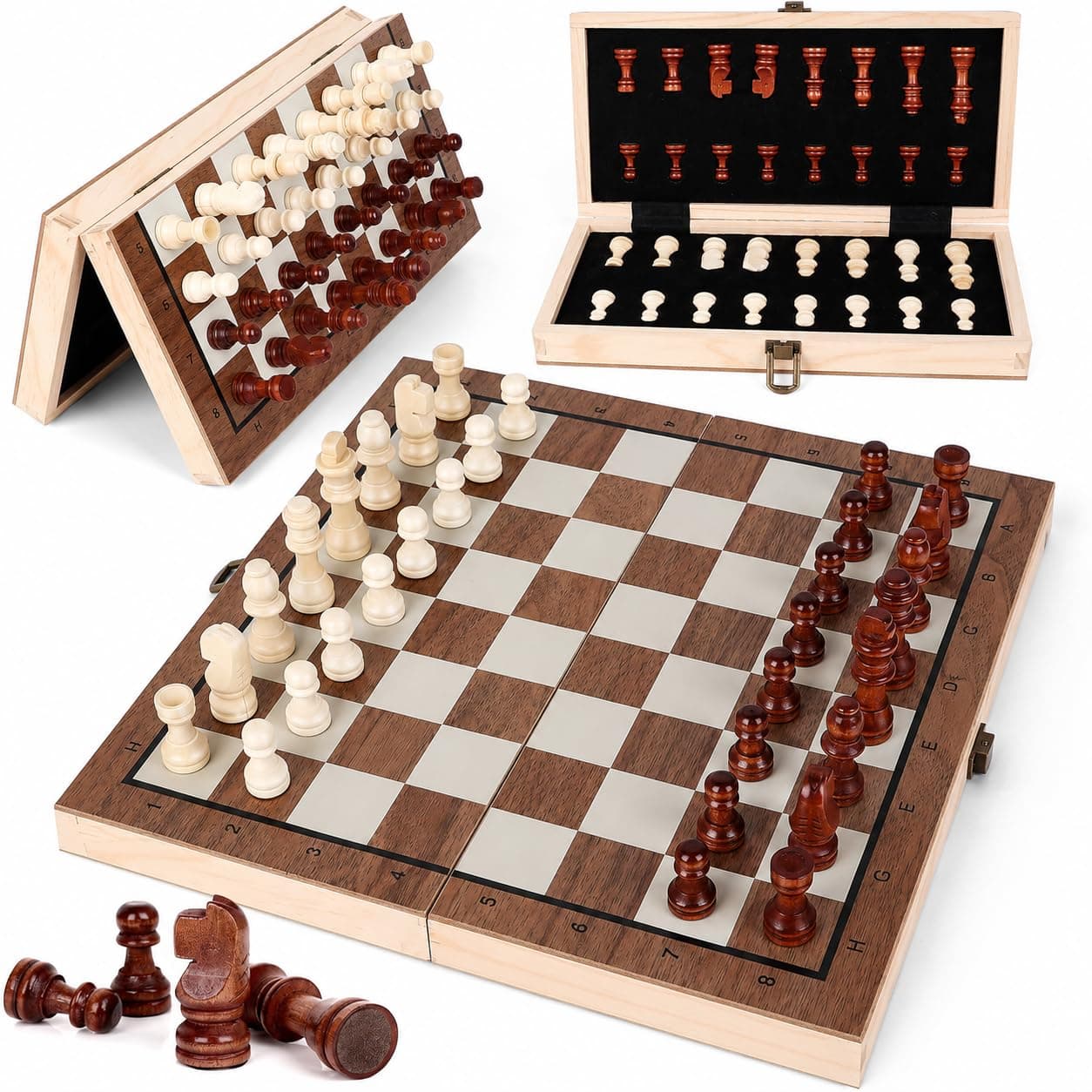PRIMESAGE® Chess Board Set - 9.5x9.5 inches Chess Board Wooden Chess Board Set Magnetic Chess Board Wooden Chess Board Magnetic Chess Board Memory Chess Game for Kids Board Games Memory Chess