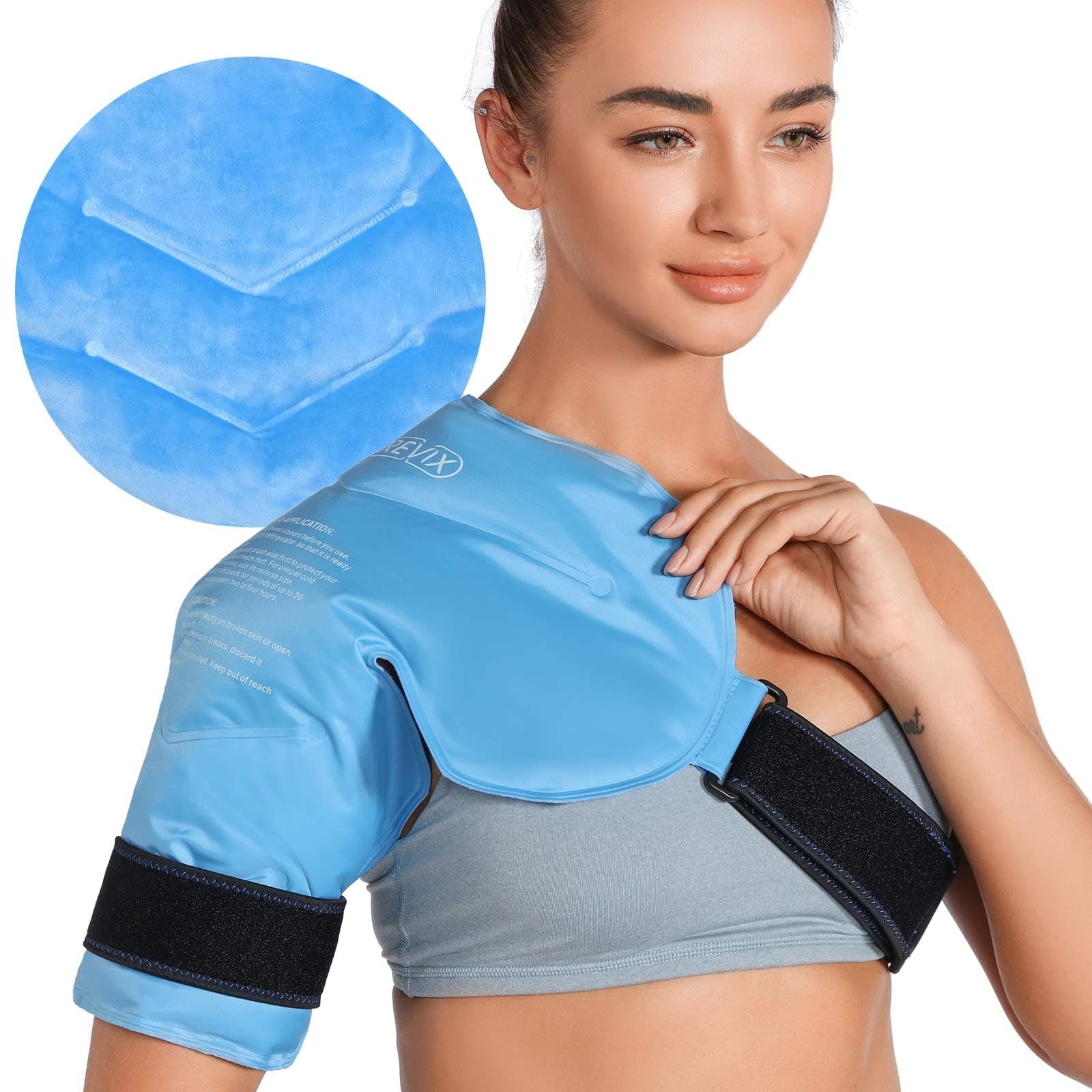 REVIX Shoulder Ice Pack Rotator Cuff Cold Therapy, Ice Packs Shoulder Wraps for Pain Relief & Tendonitis, Reusable Shoulder Cold Pack Compression Brace for Injuries, Recovery After Shoulders Surgery