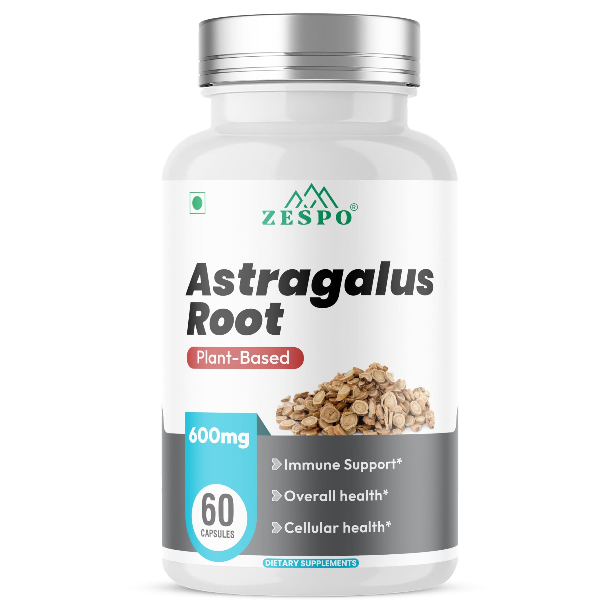 ZESPO Astragalus Root Extract 600 mg Capsules Immune Support Supplement Plant-Based 60 Veg Capsules