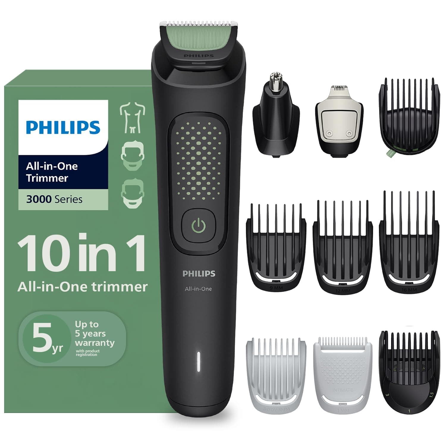 Philips India's No.1 Men's Trimmer* | Long-lasting Performance | All-in-One Grooming Kit- Face, Hair, Body, Private Parts | Ear/Nose, Detail trimmer attachment | 90min runtime | 5yr warranty* | MG3941