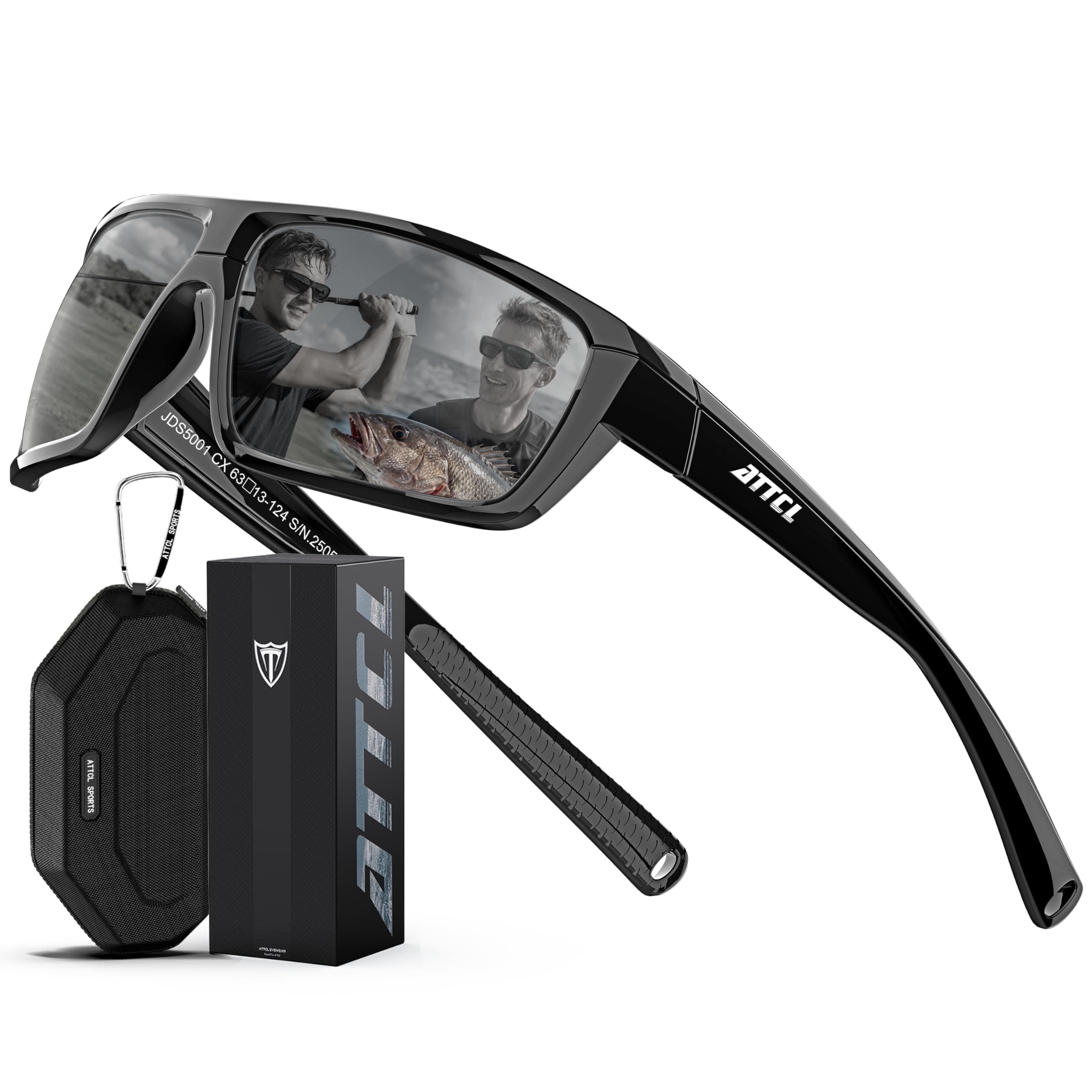 ATTCL Polarized Sunglasses Men for Fishing: UV Protection Lightweight TR90 Sports Wrap Sun Glasses Driving Golf Running
