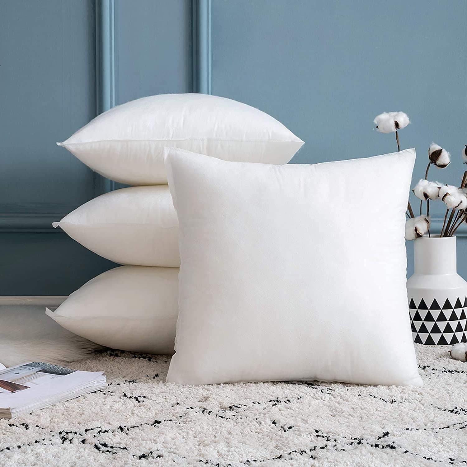 HFI UrbanArts Premium Polyester Fiber Cushion Fillers - Pack of 5 Pcs | 16 x 16 Inches | White
