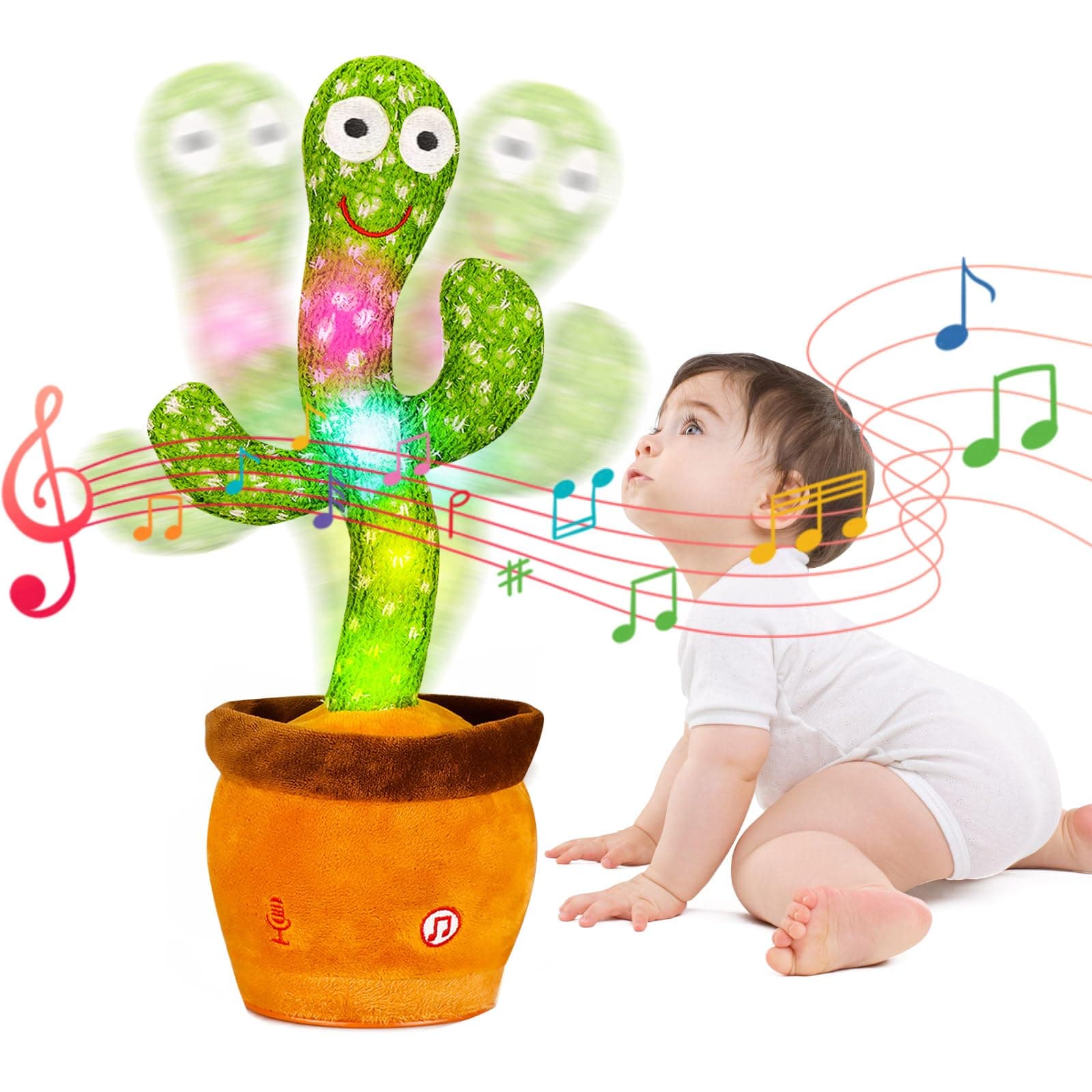 Dancing Talking Cactus Baby Toy, Repeats What You Say Interactive Toy
