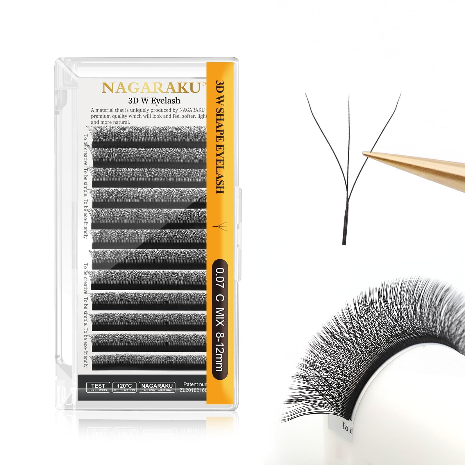 NAGARAKU W Shape Eyelash Extension 3D VolumeCluster Premade Fans Eye Lashes from BELLE GAGA Matte Black Easy Fanning False Eyelashes