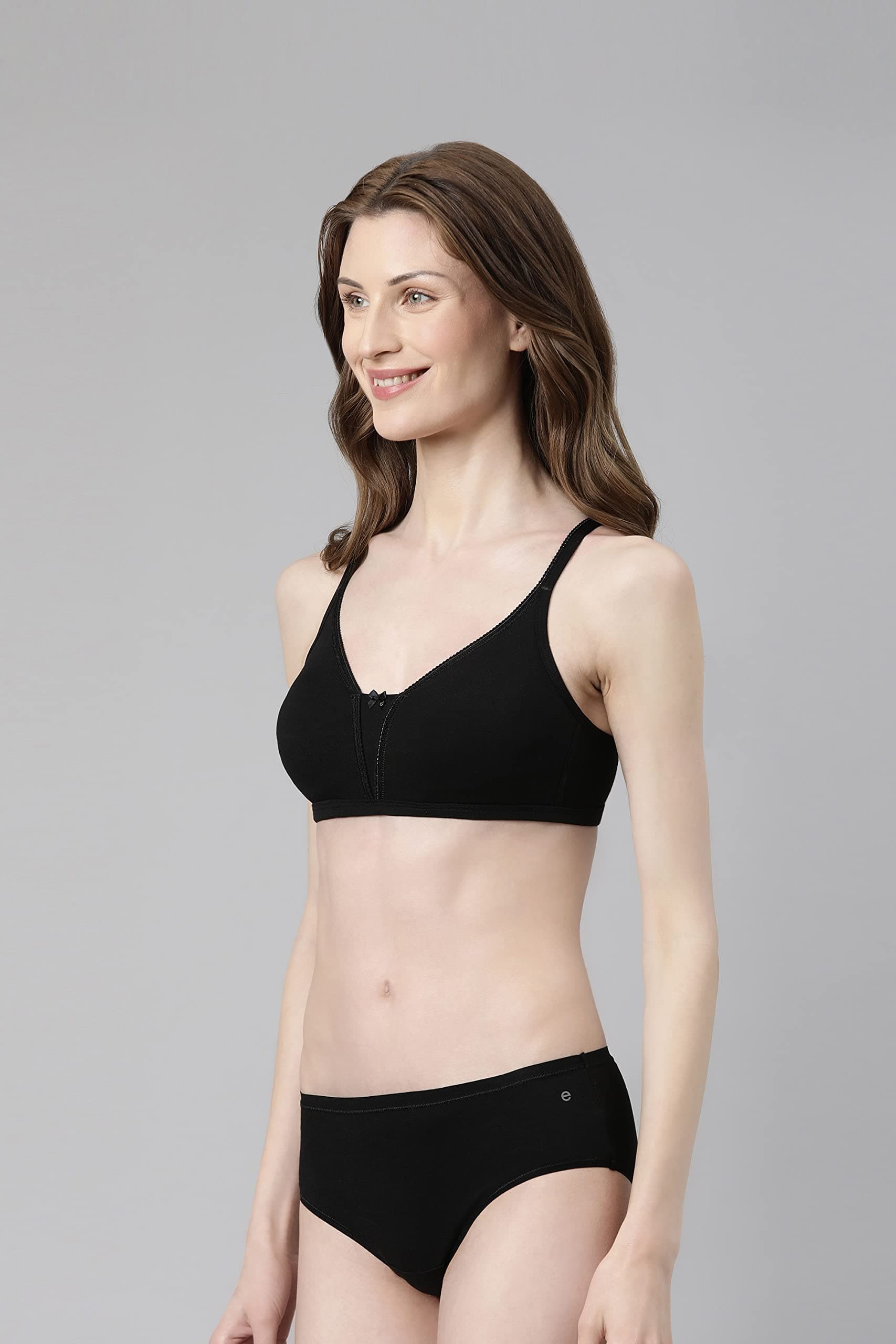 Enamor Better Support Women's Everyday Cotton Plunge T-Shirt Bra - Detachable Straps, Non-Padded, Wirefree, High-Coverage - A072
