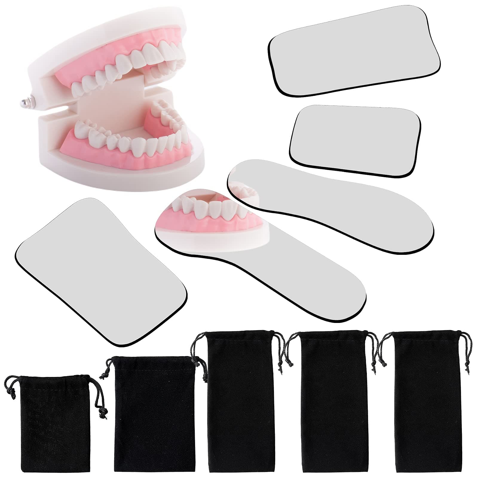 5 Pieces Dental Mouth Mirror Occlusal Reflector Mirror Intraoral Photography Mirror 2 Sided Dental Plated Glass Intraoral Photo Reflector Dental Mirrors for Clinic Dentist